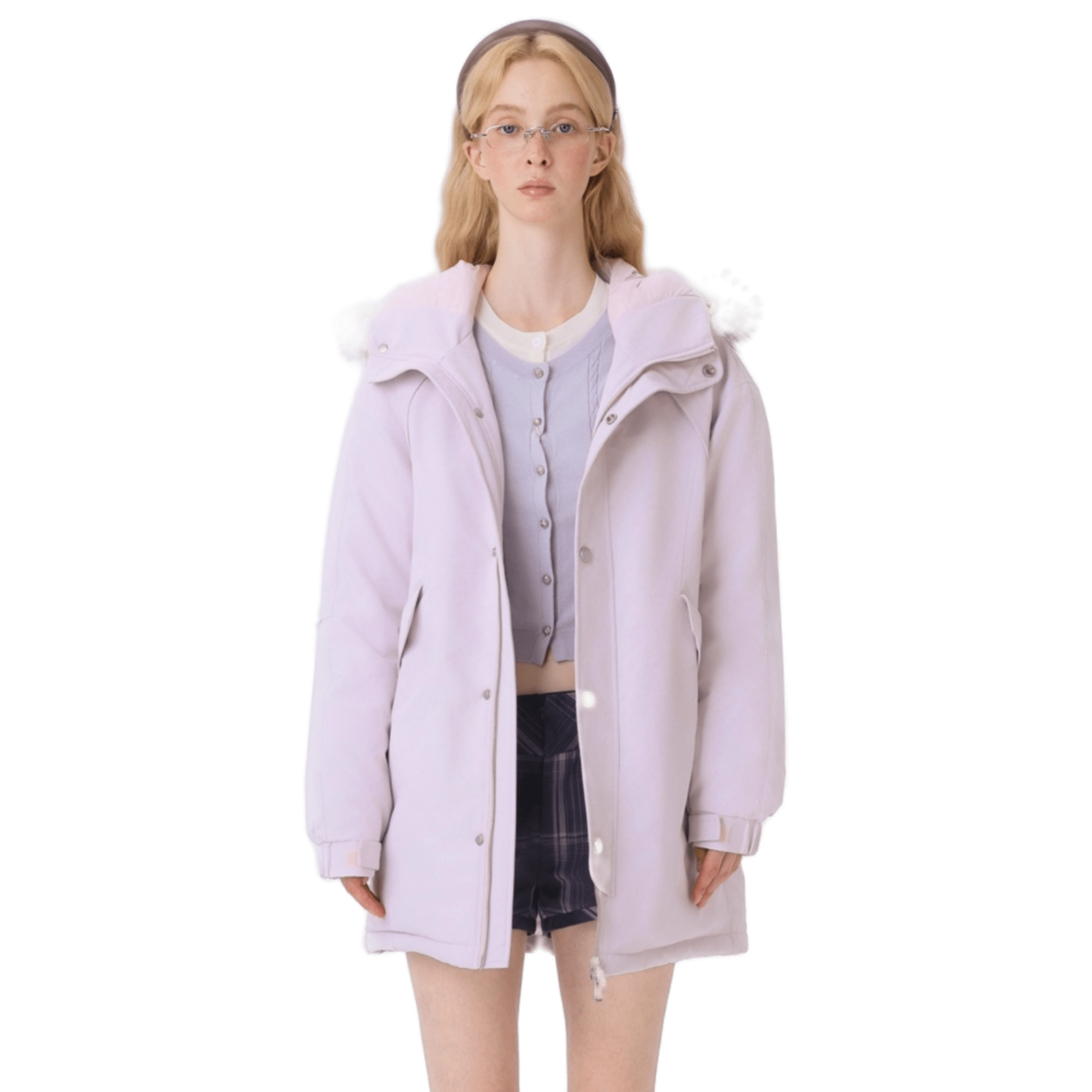 13DE MARZO Fur Collar Parka Down Jacket in Pink | MADAX