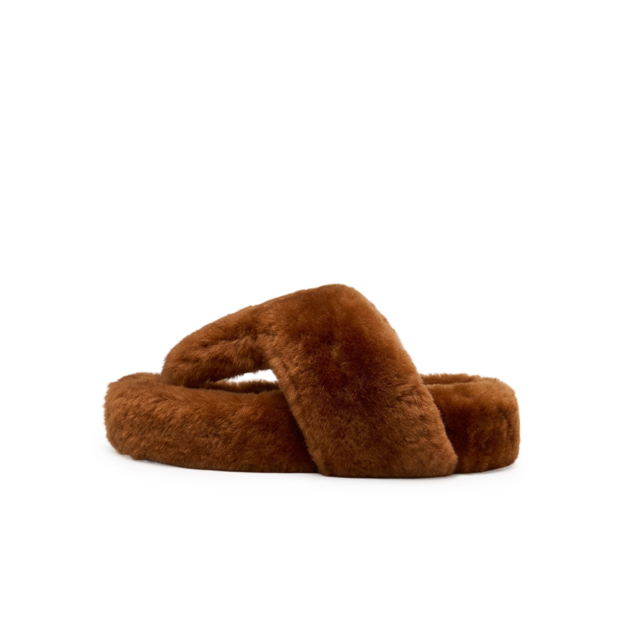 LOST IN ECHO Fur Platform Flip - Flops In Brown | MADAX