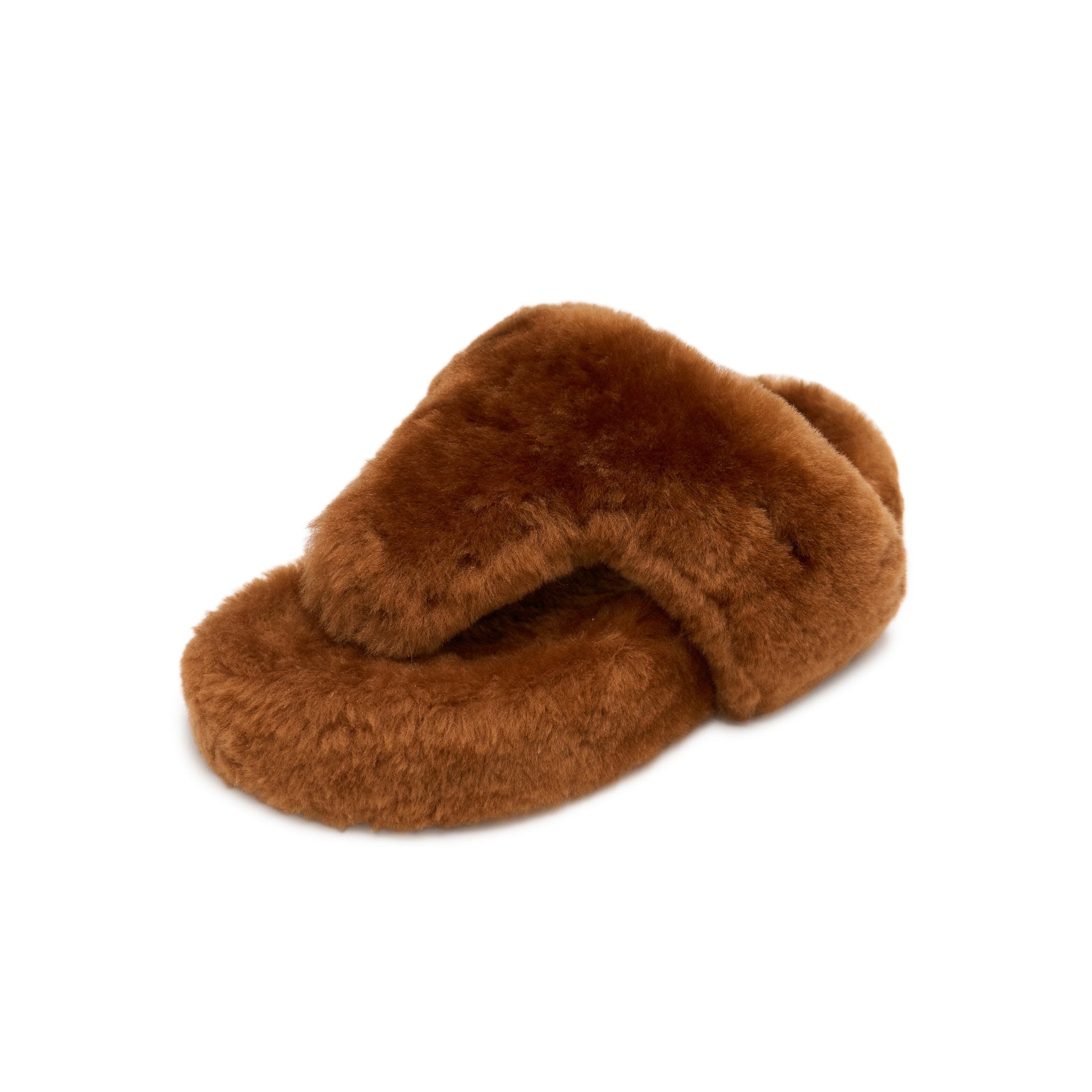 LOST IN ECHO Fur Platform Flip - Flops In Brown | MADAX