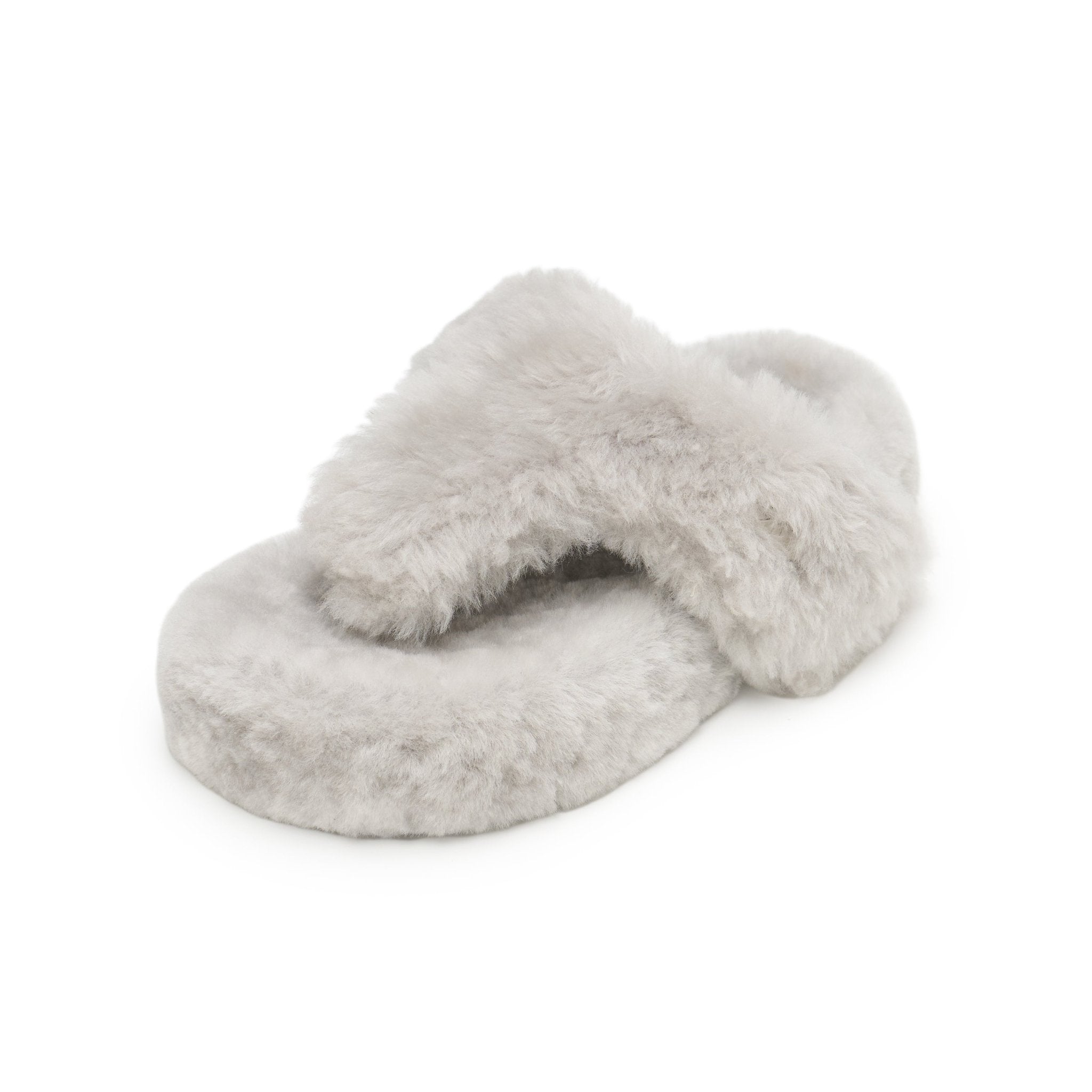 LOST IN ECHO Fur Platform Flip - Flops In Gray | MADAX