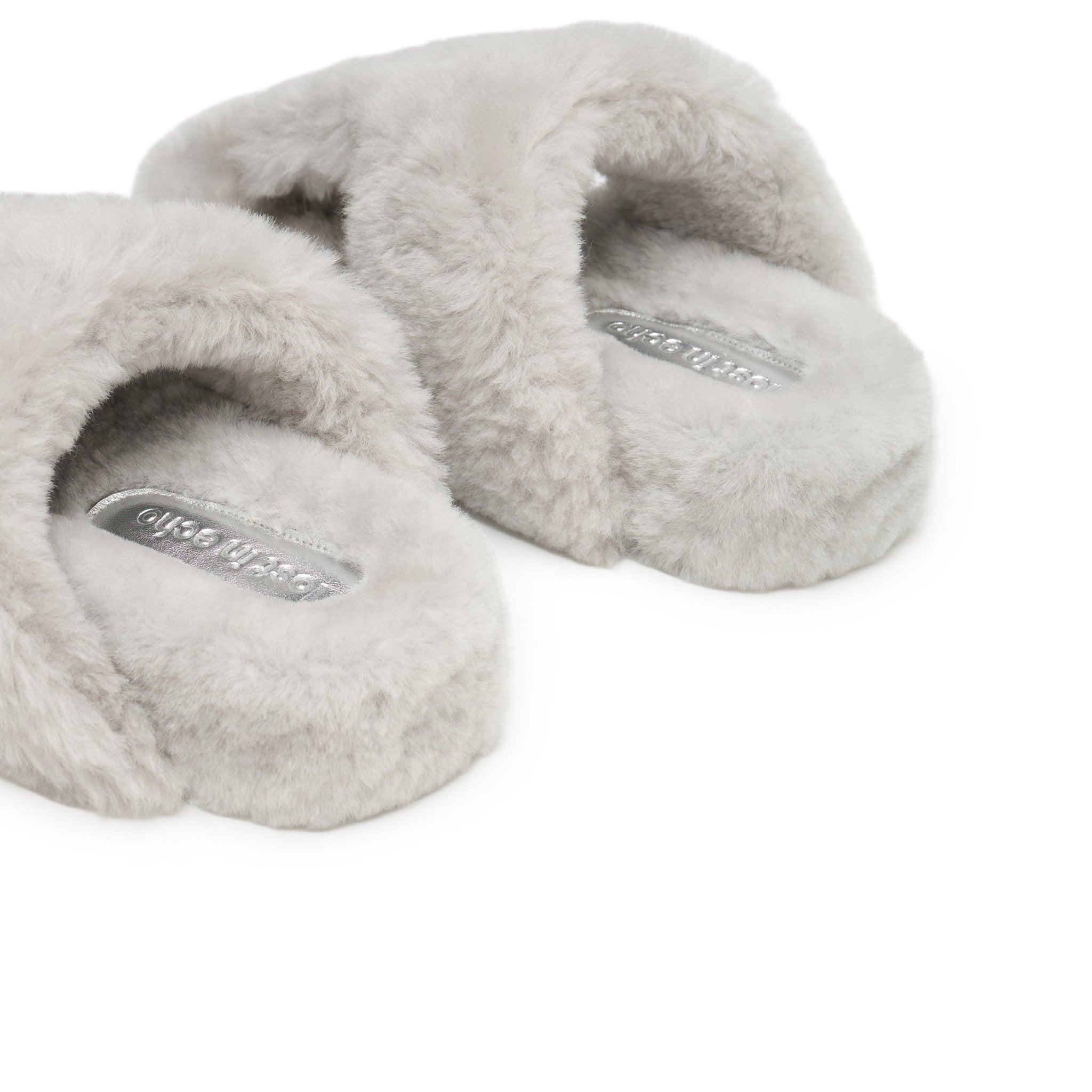 LOST IN ECHO Fur Platform Flip - Flops In Gray | MADAX