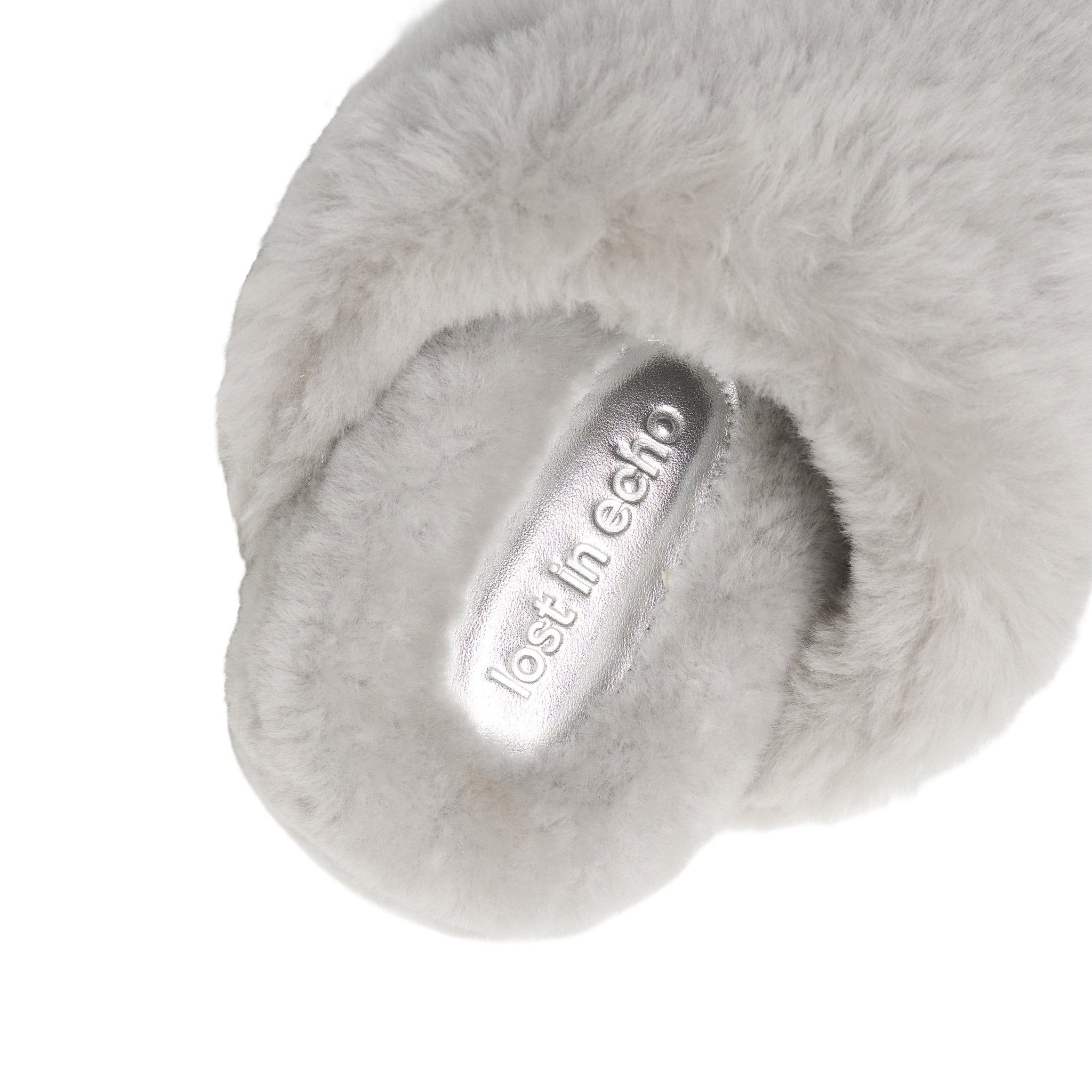 LOST IN ECHO Fur Platform Flip - Flops In Gray | MADAX