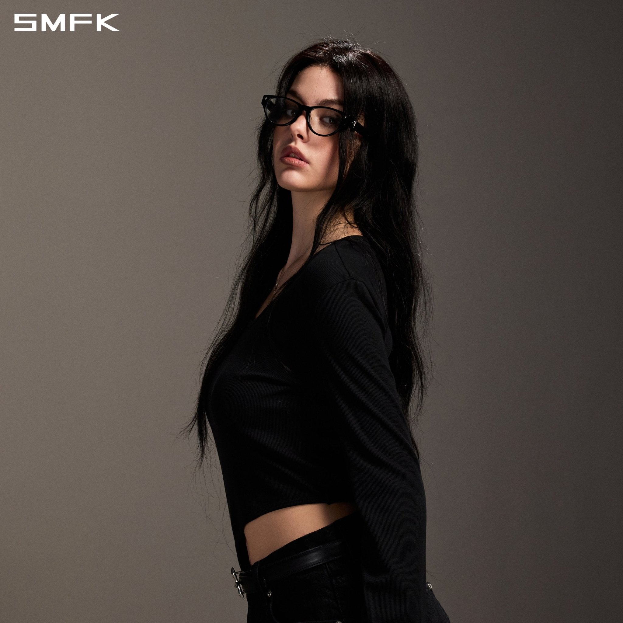 SMFK Future Geometric Optical Glasses in Black | MADAX