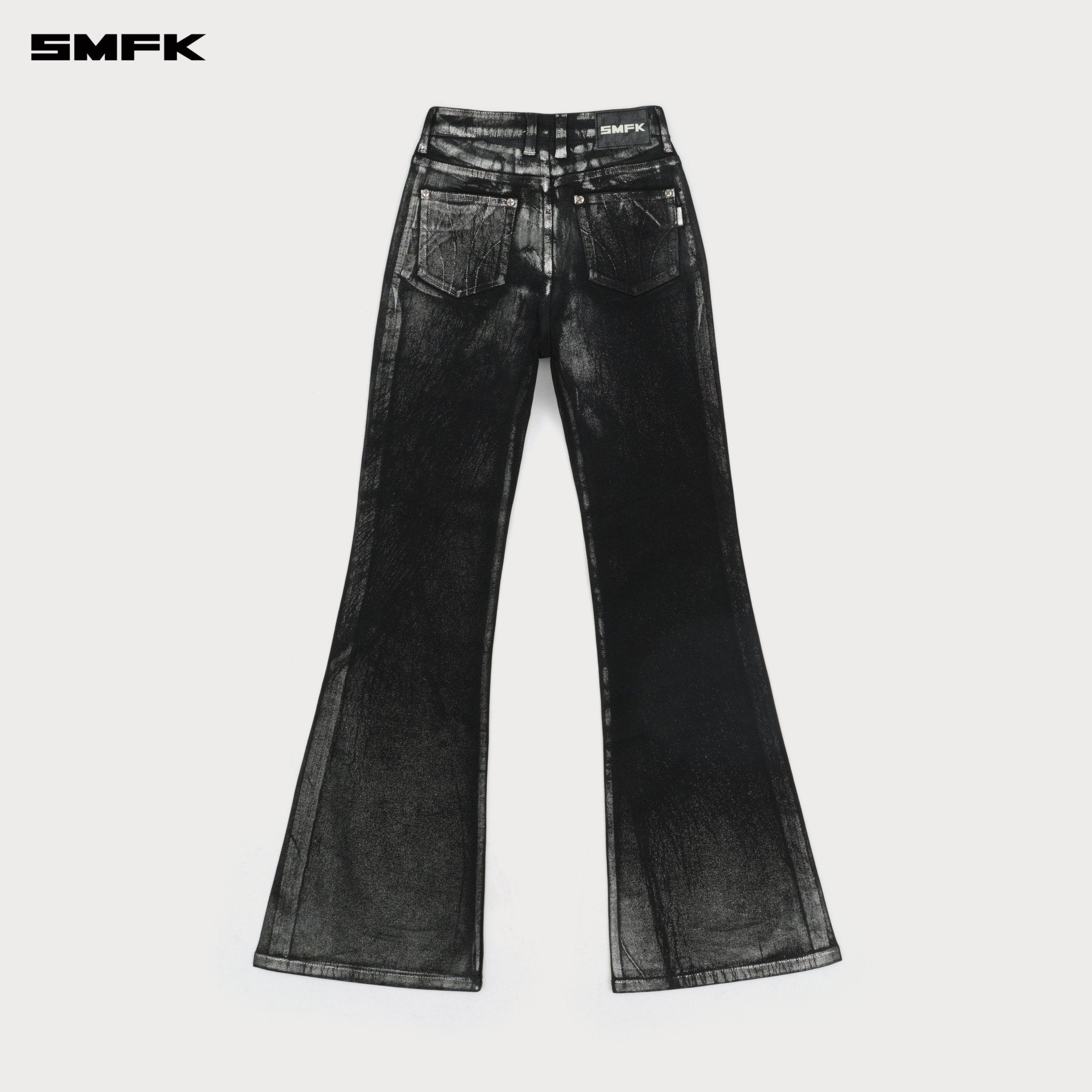 SMFK Future Interstellar Phantom Glitter Flared Jeans In Silver | MADAX