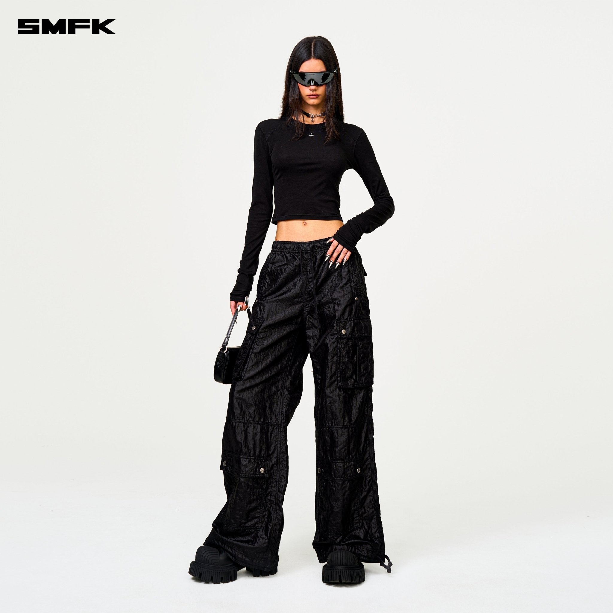SMFK Future Lightning Wide - Leg Track Pants In Black | MADAX