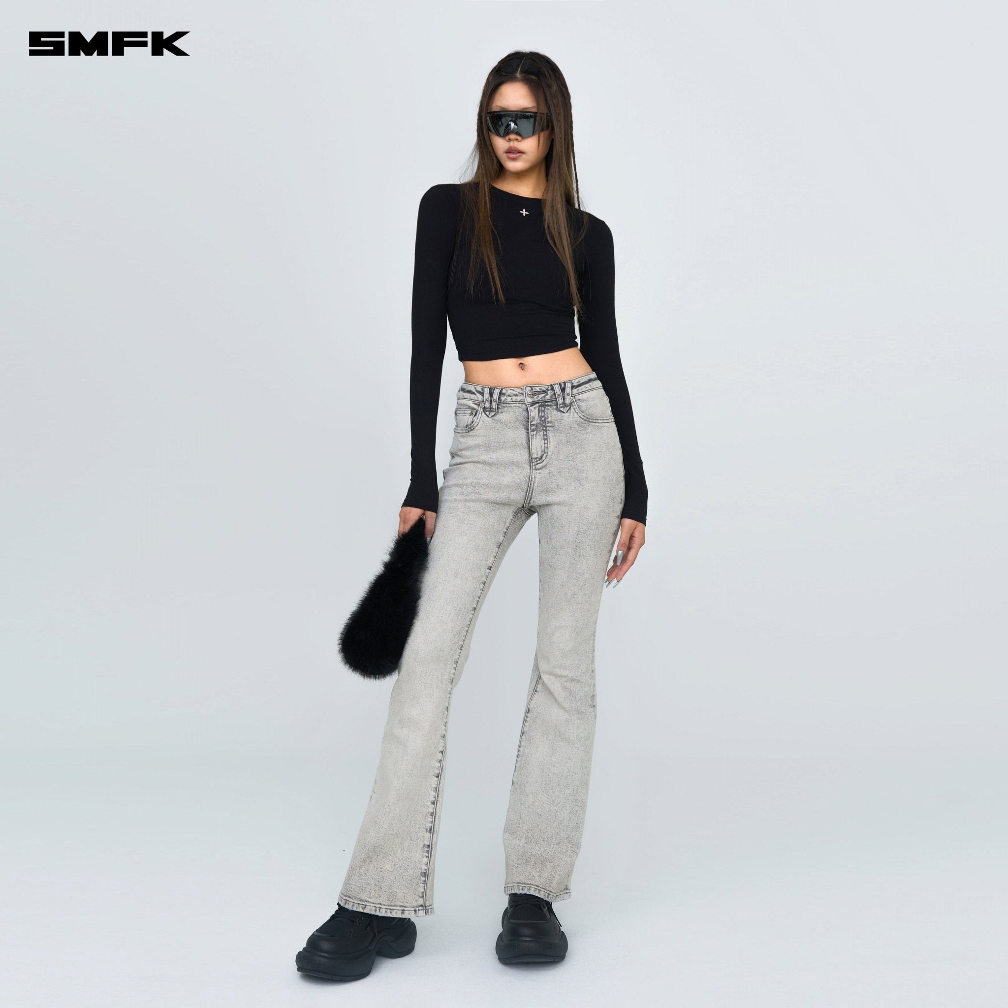 SMFK FUTURE Mirage Gray Nebula Stretch - flared Jeans | MADAX