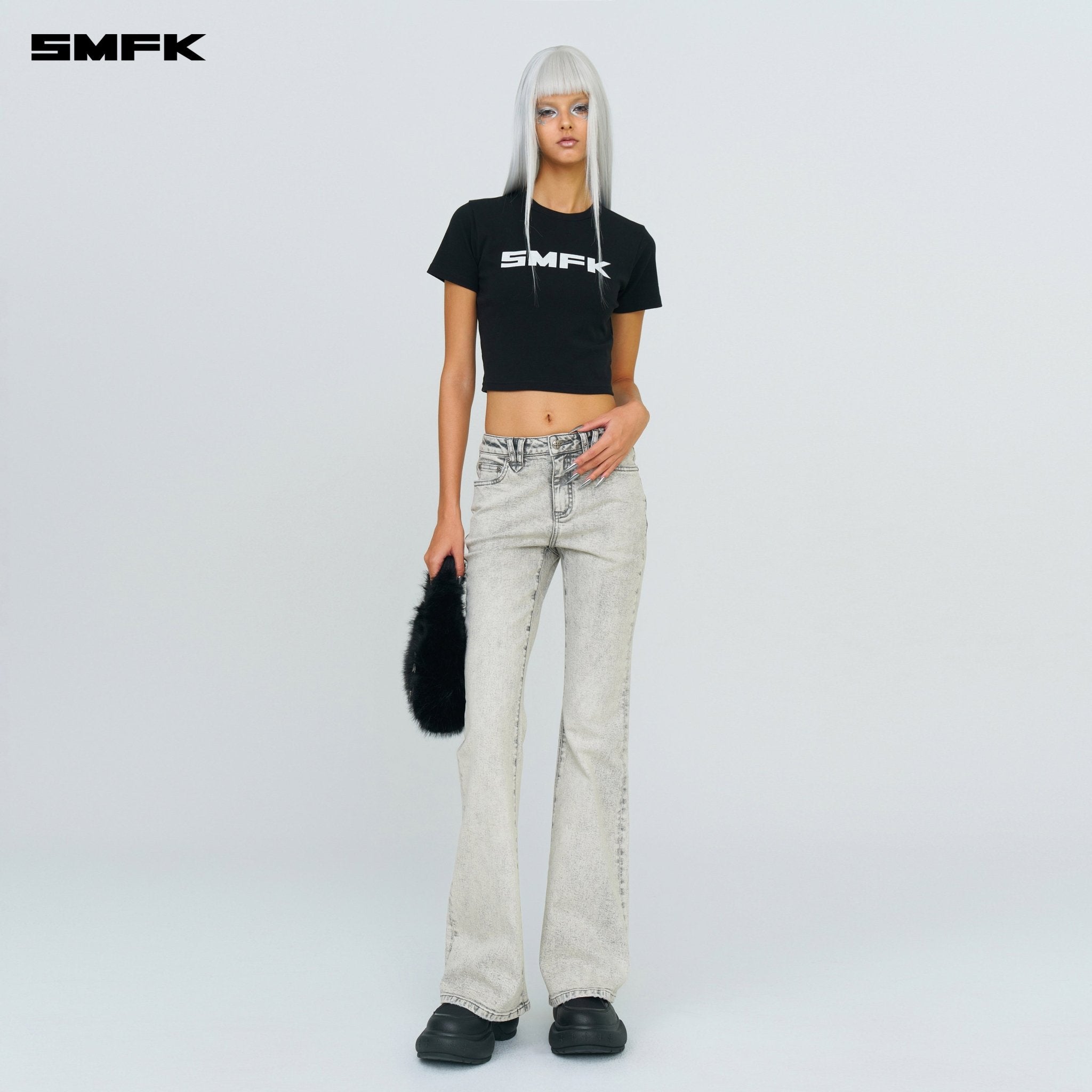 SMFK FUTURE Mirage Gray Nebula Stretch - flared Jeans | MADAX