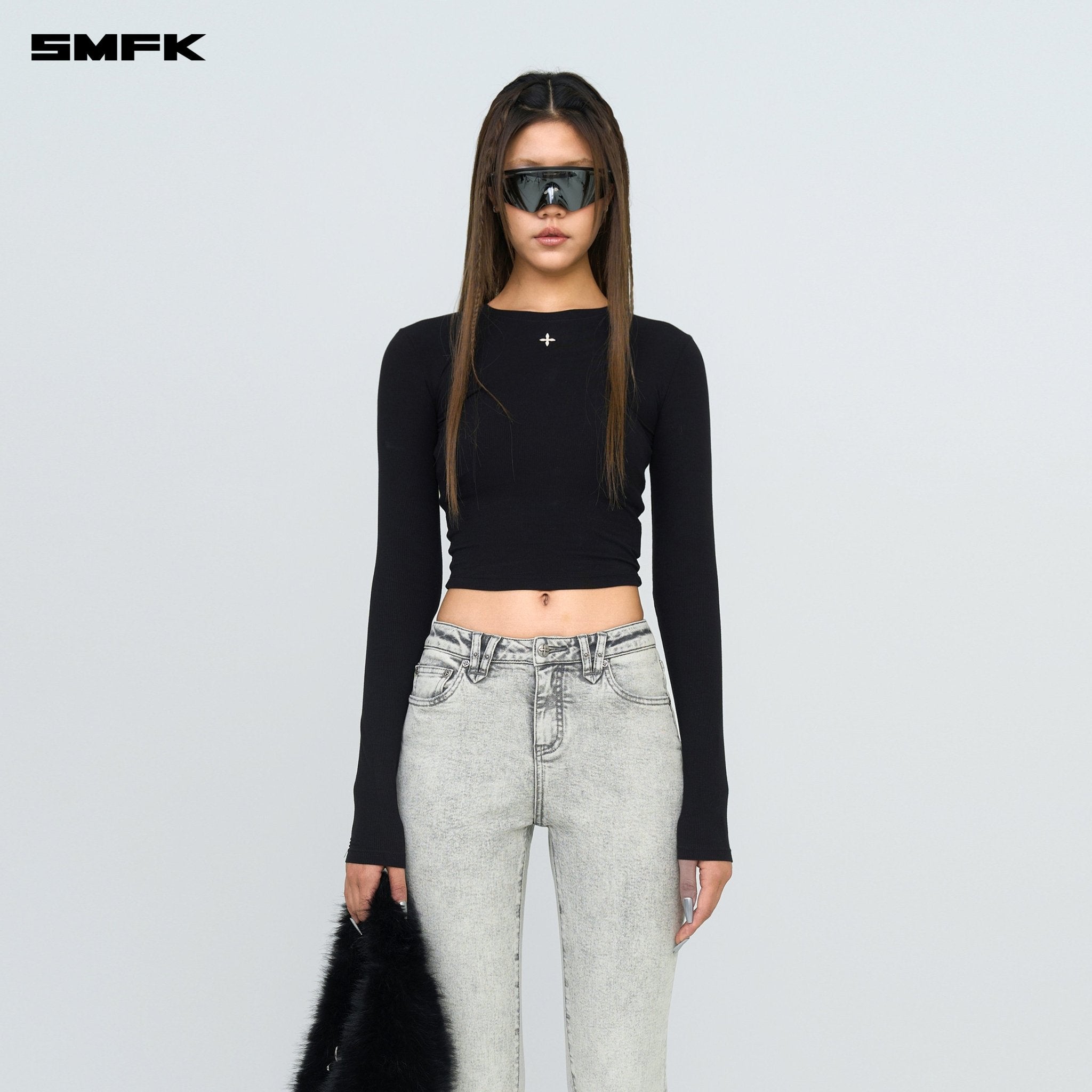 SMFK FUTURE Mirage Gray Nebula Stretch - flared Jeans | MADAX