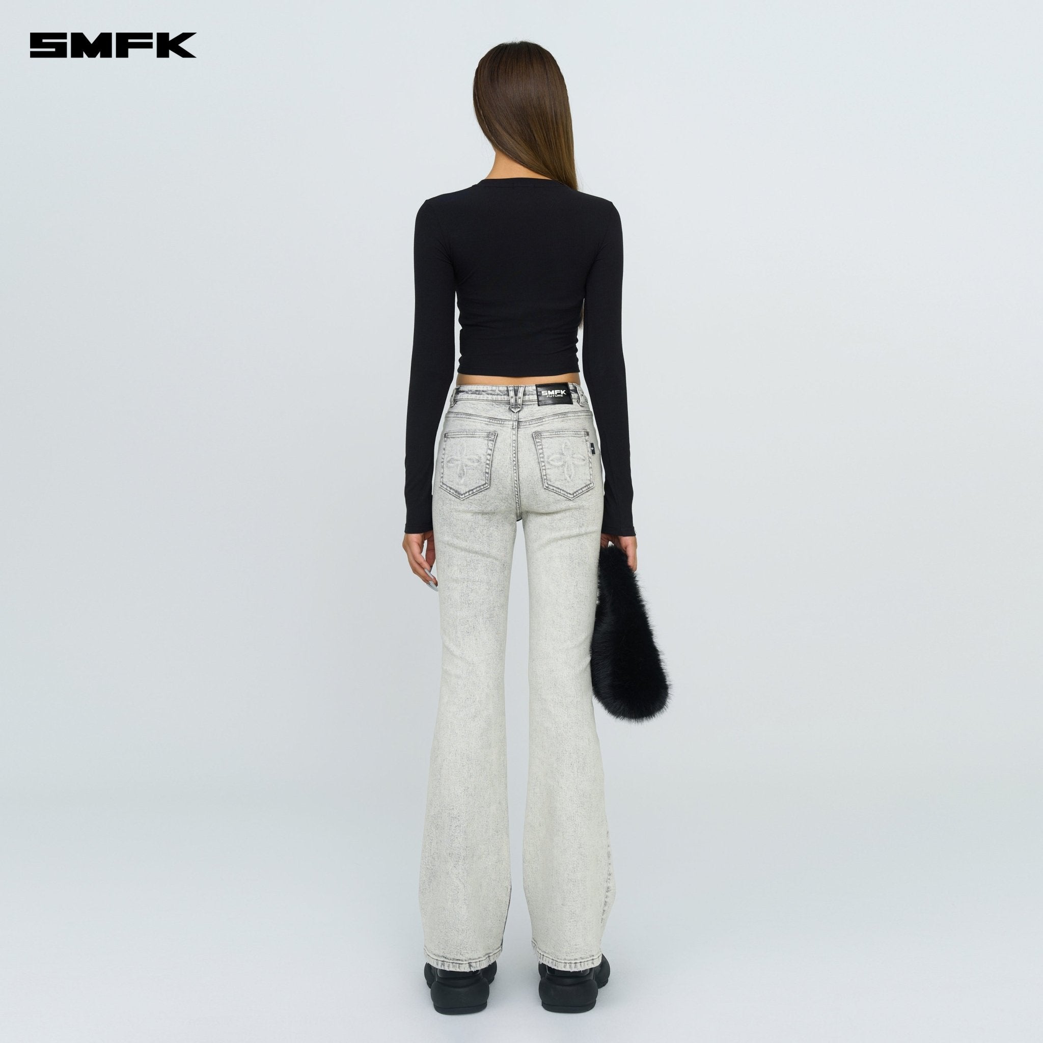 SMFK FUTURE Mirage Gray Nebula Stretch - flared Jeans | MADAX