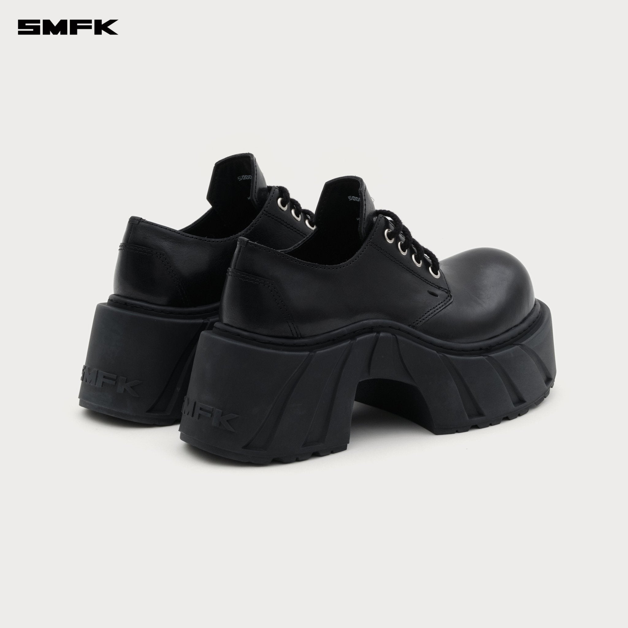 SMFK Future Mirage High Heeled Leather Derbies In Black | MADAX