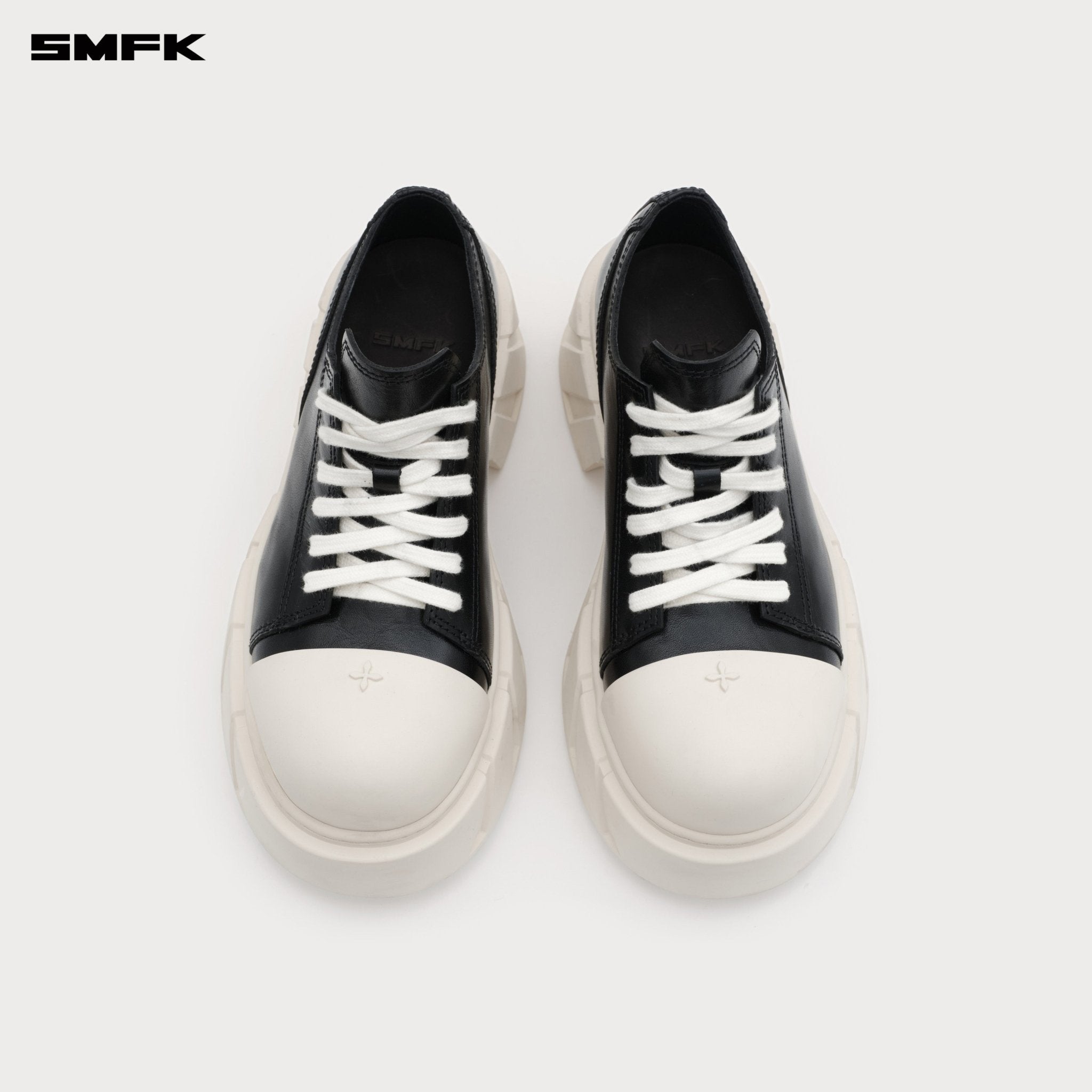 SMFK Future Mirage High Heeled Leather Sneakers In Black/White | MADAX