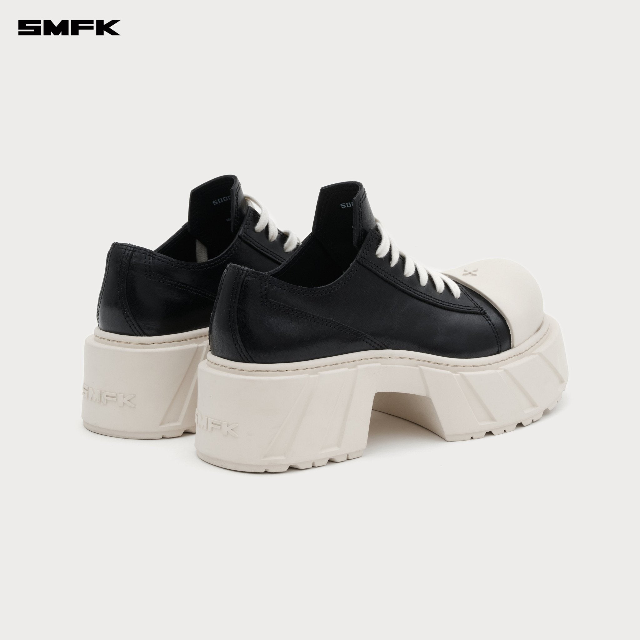 SMFK Future Mirage High Heeled Leather Sneakers In Black/White | MADAX