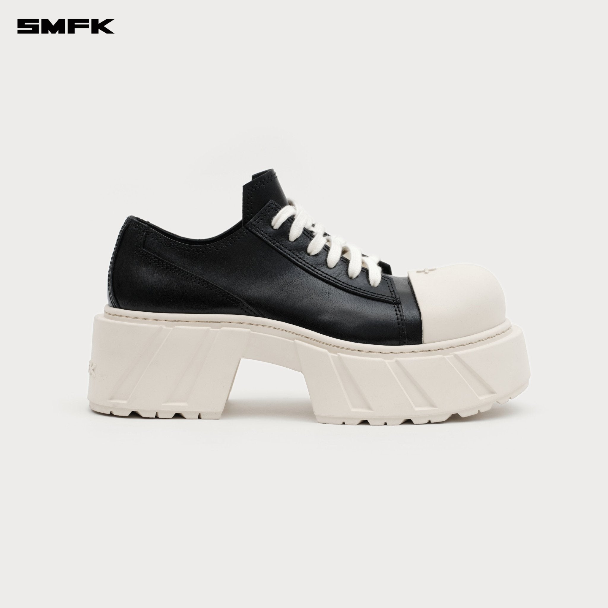 SMFK Future Mirage High Heeled Leather Sneakers In Black/White | MADAX