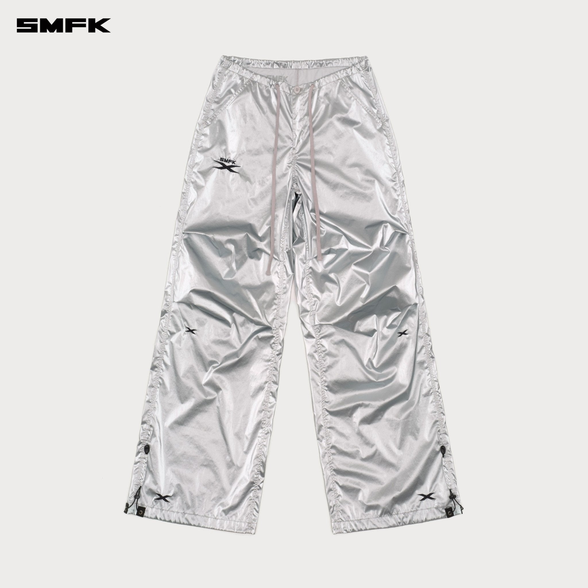 SMFK Future Mirage Interstellar Tech Wide Leg Pants In Silver | MADAX