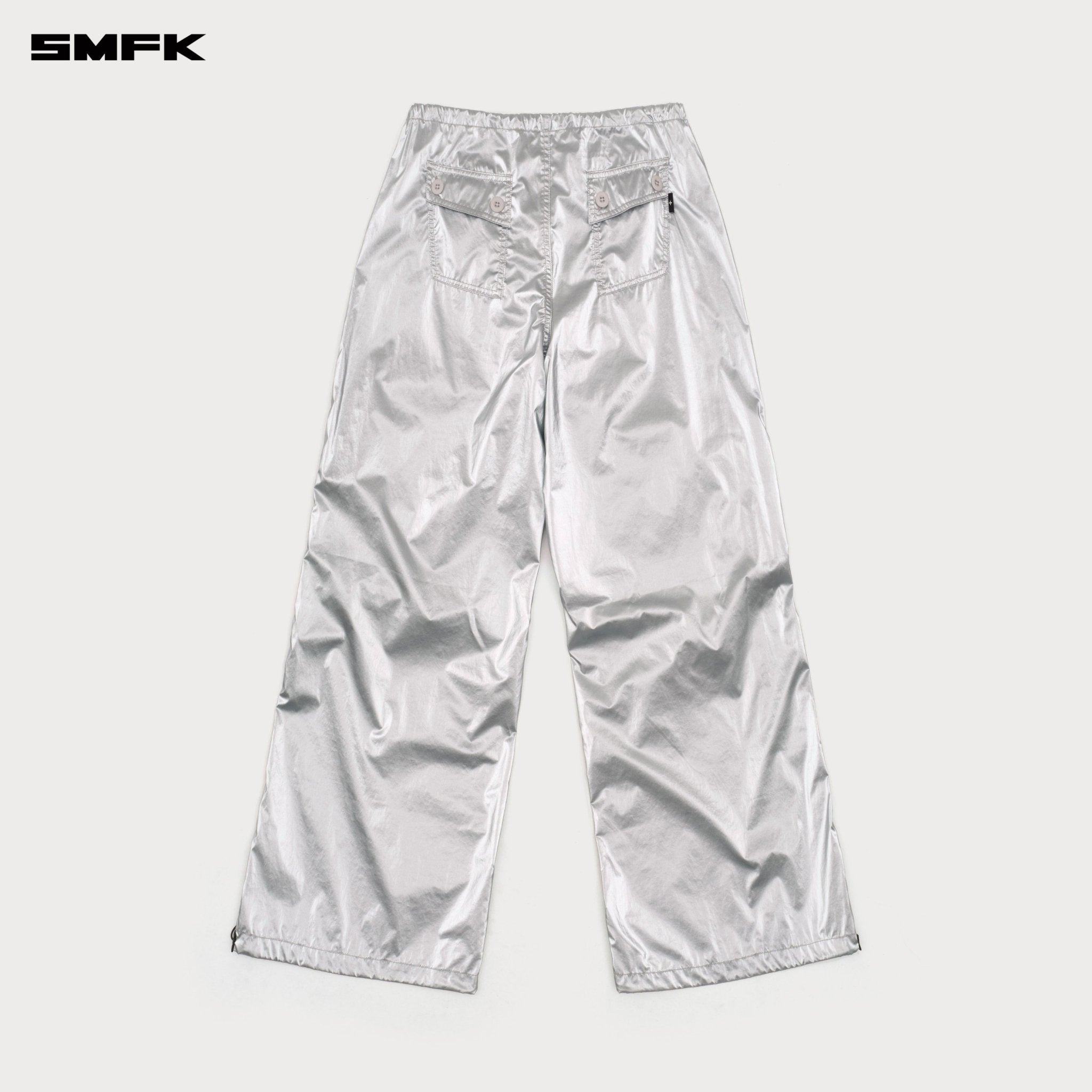 SMFK Future Mirage Interstellar Tech Wide Leg Pants In Silver | MADAX