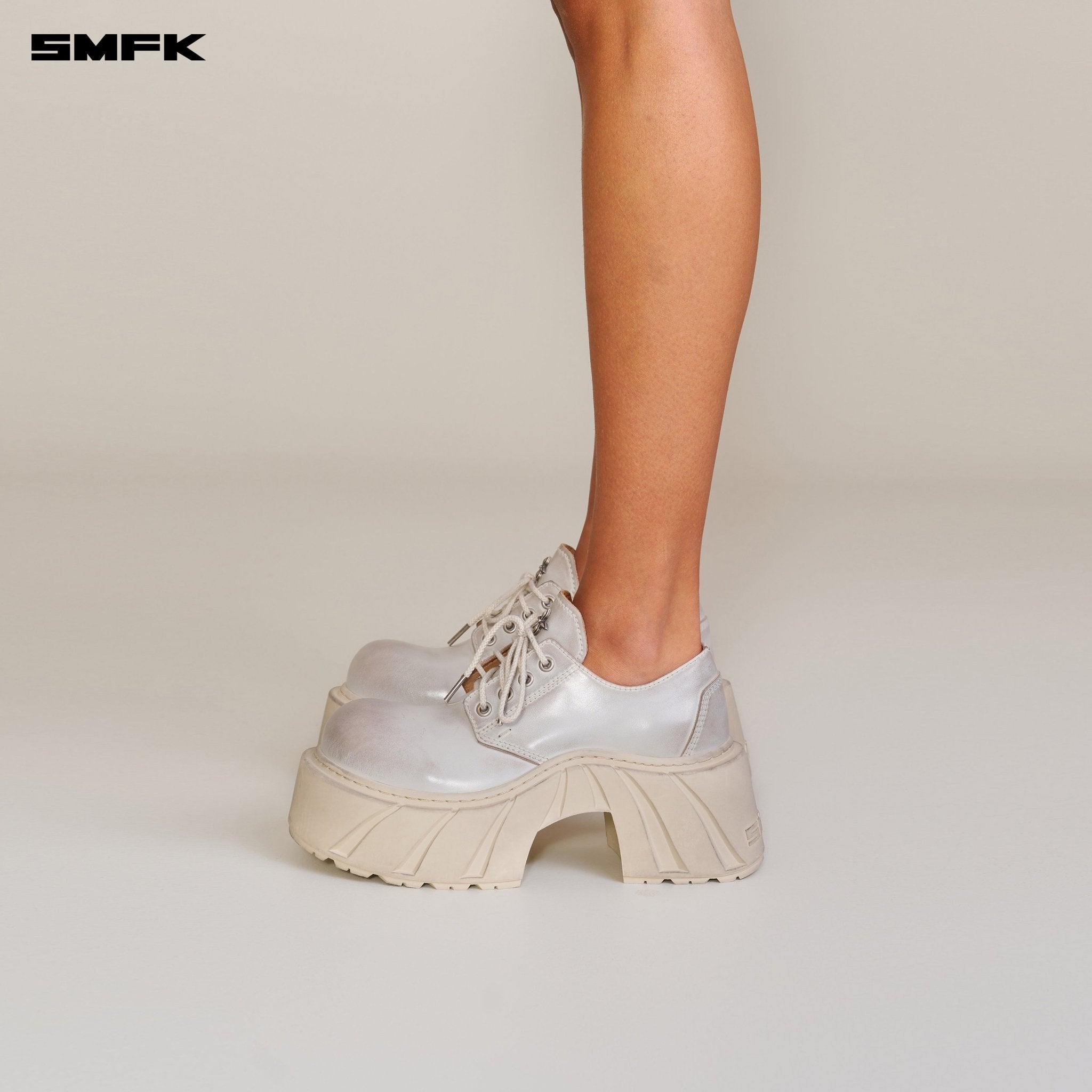 SMFK Future Mirage Leather High Heel Derby In White | MADAX