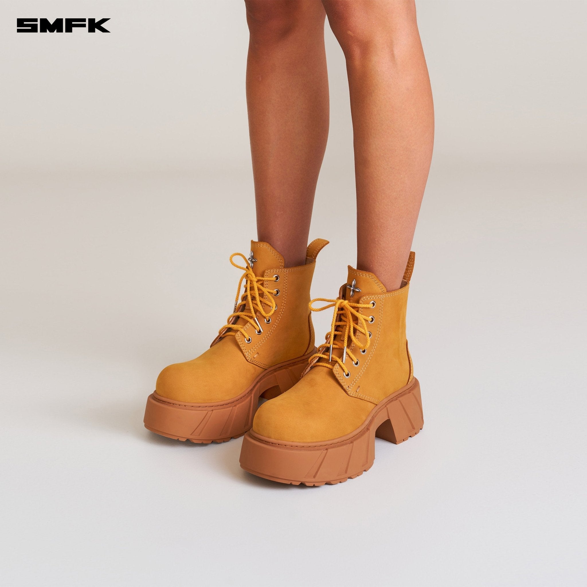 SMFK Future Mirage Leather Rider Boots In Ginger | MADAX