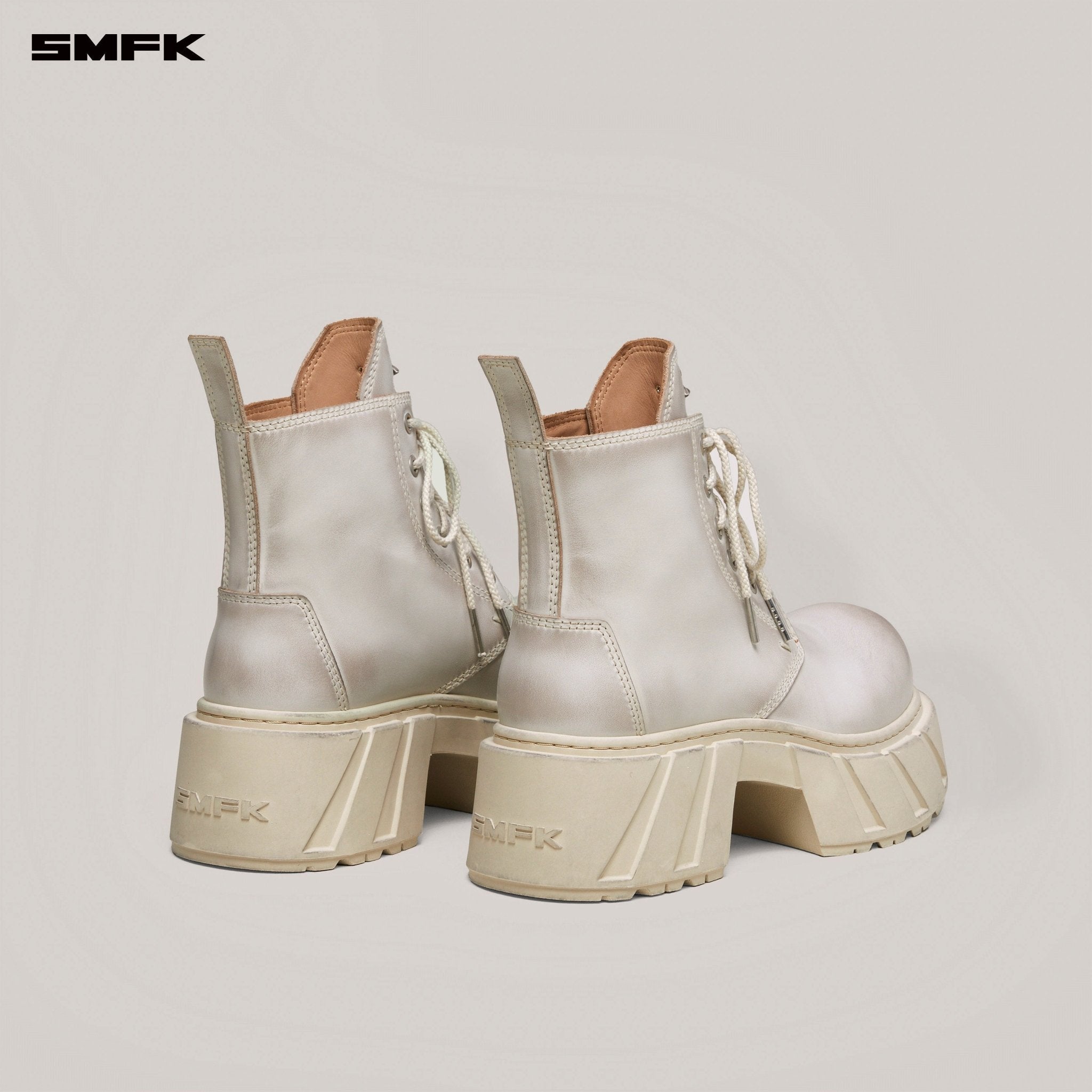 SMFK Future Mirage Leather Rider Boots In White | MADAX