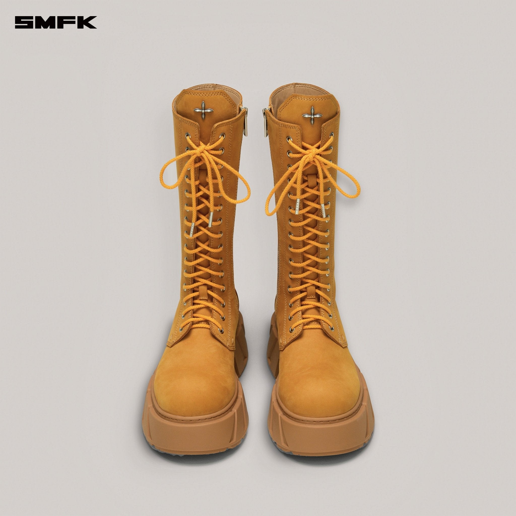 SMFK Future Mirage Leather Rider High Boots In Ginger | MADAX
