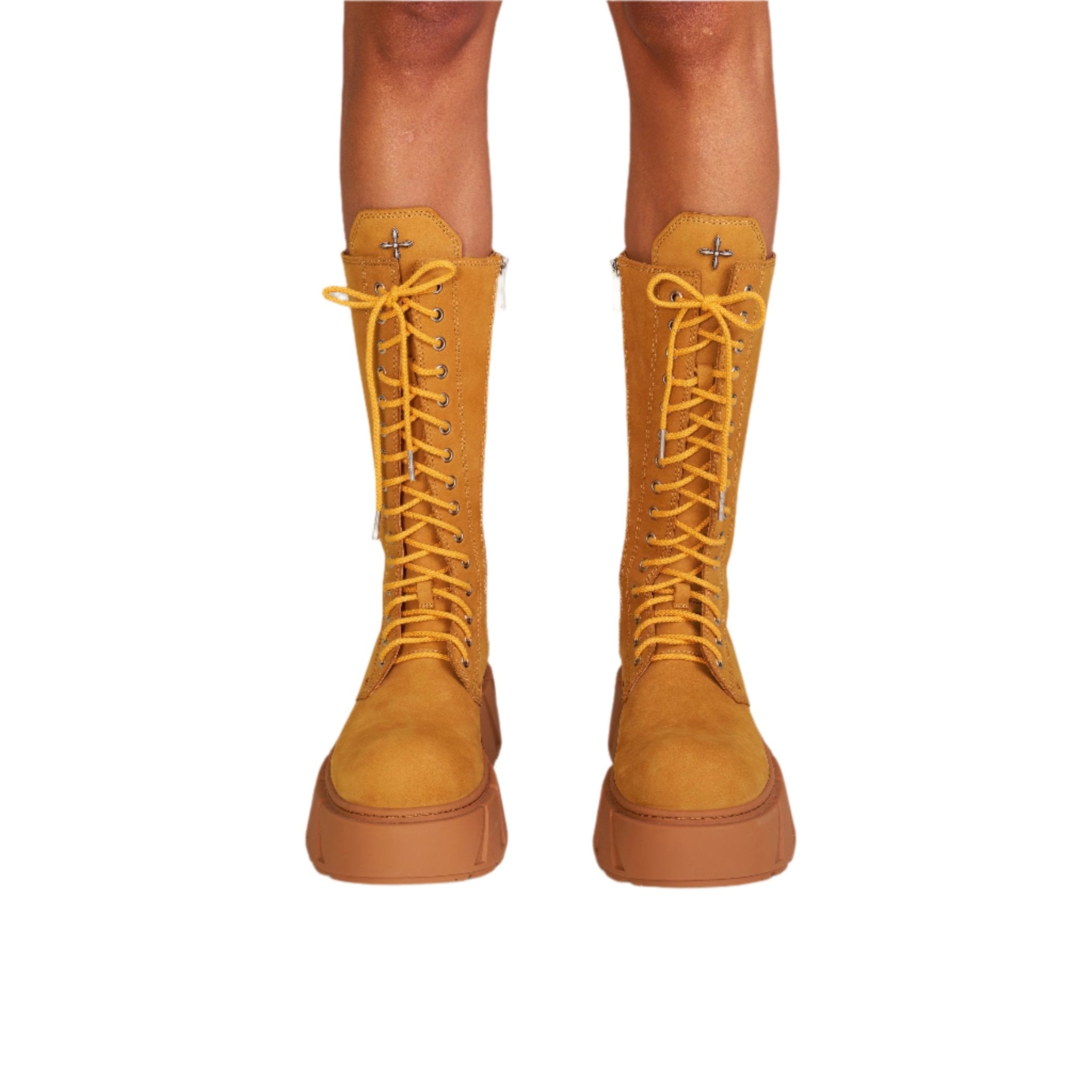 SMFK Future Mirage Leather Rider High Boots In Ginger | MADAX