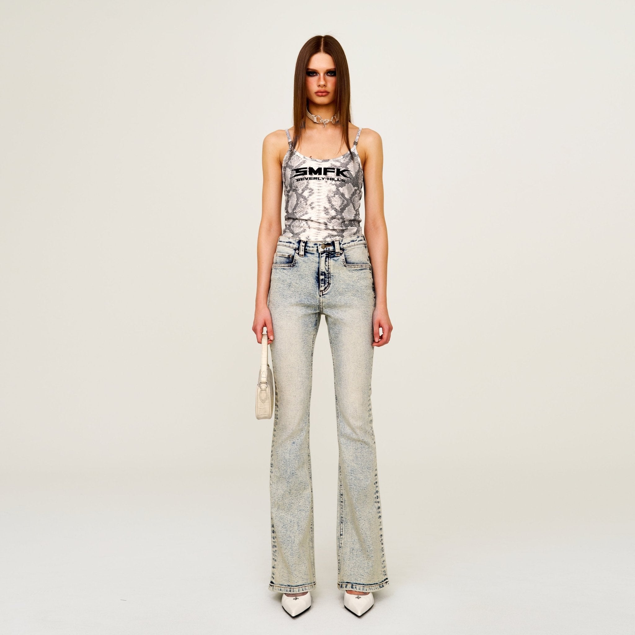 SMFK Future Mirage Serpent Print Sports Strap Top (Beverly Hills Edition) In White Serpent | MADAX