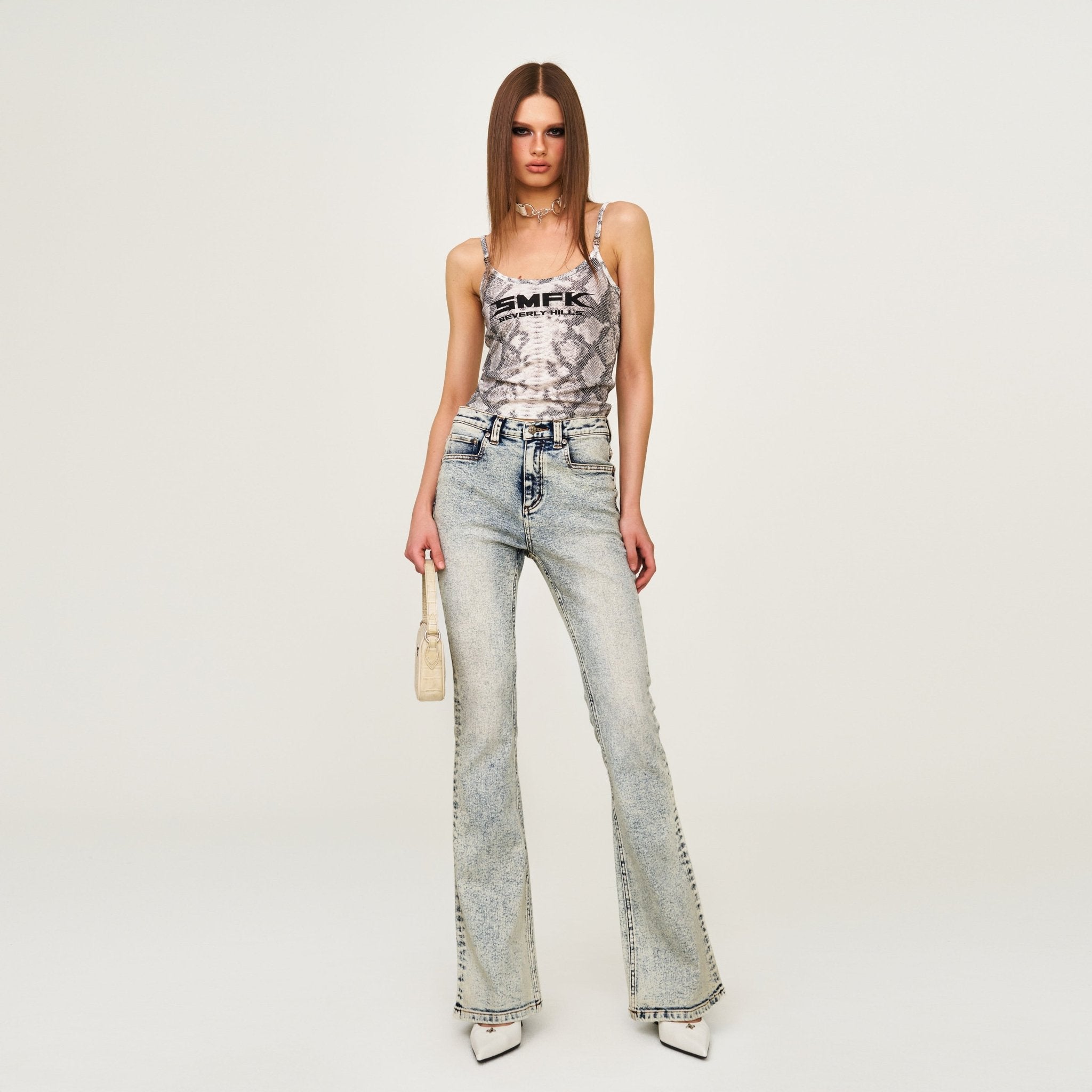 SMFK Future Mirage Serpent Print Sports Strap Top (Beverly Hills Edition) In White Serpent | MADAX