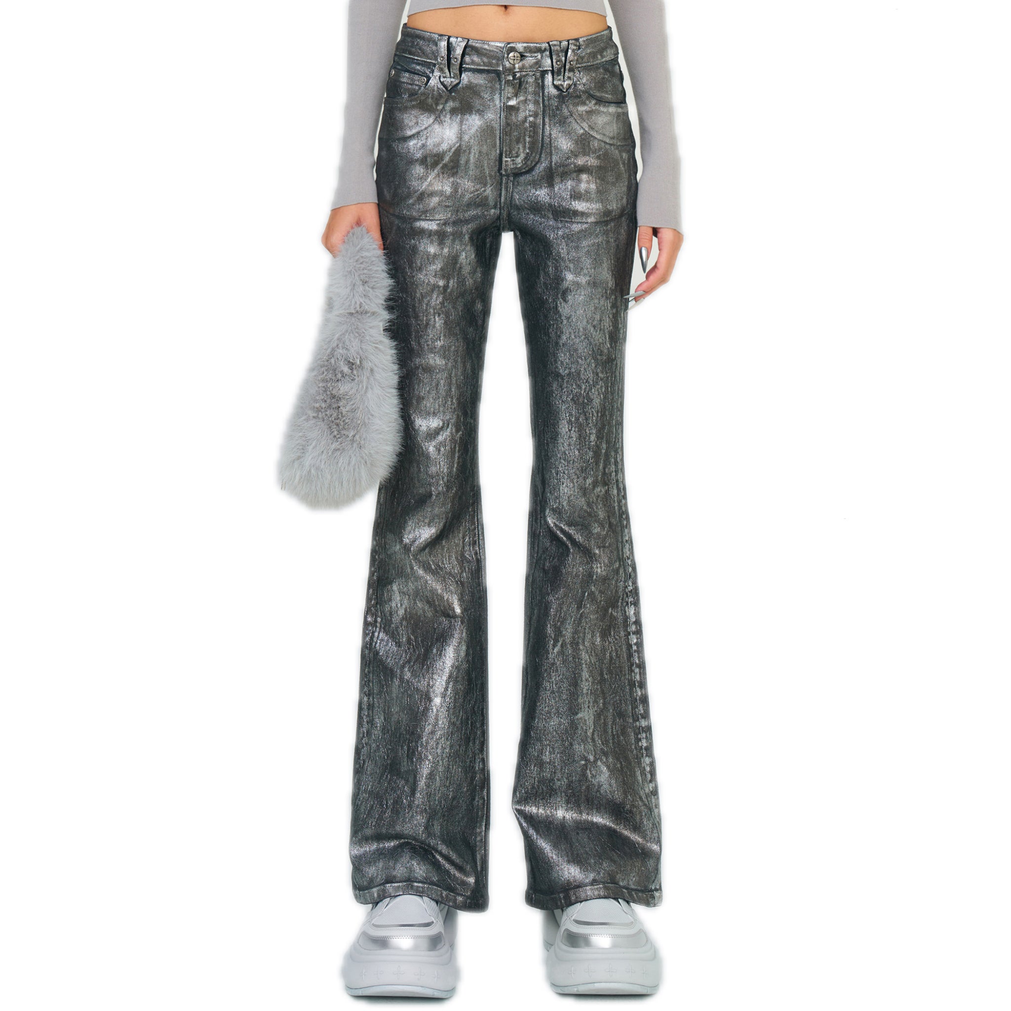 SMFK FUTURE Mirage Silver Nebula Stretch - flared Jeans | MADAX