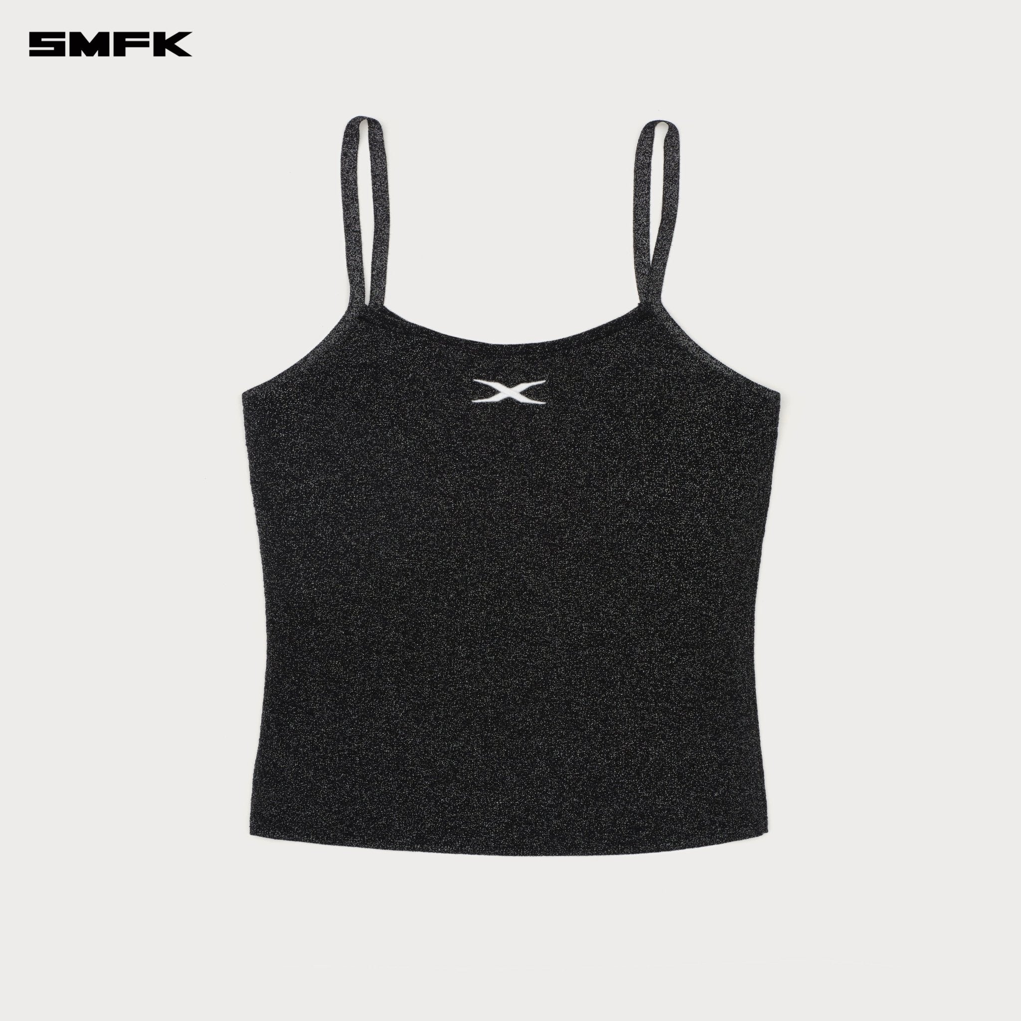 SMFK Future Nebula Knitted Strap Top In Black | MADAX