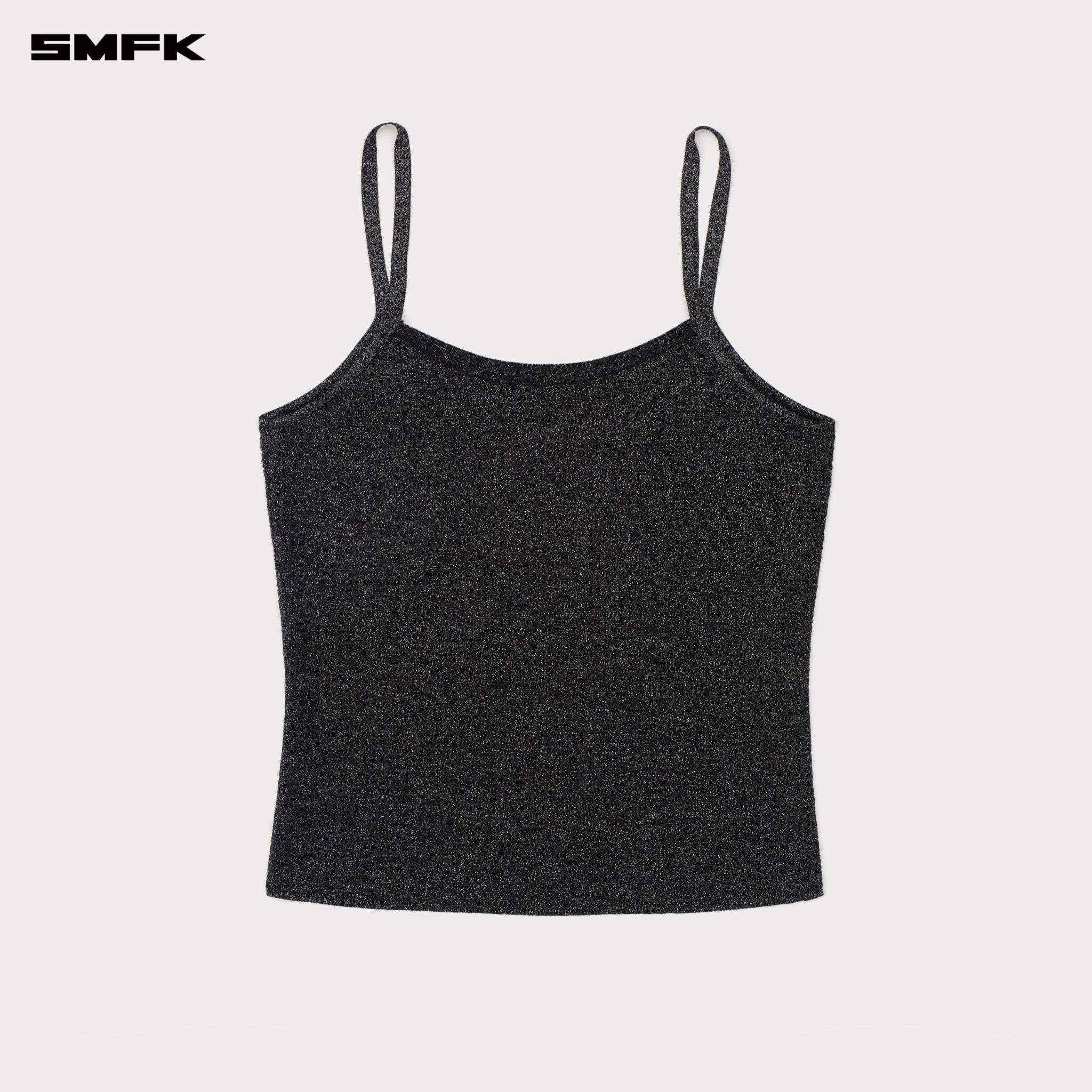 SMFK Future Nebula Knitted Strap Top In Black | MADAX