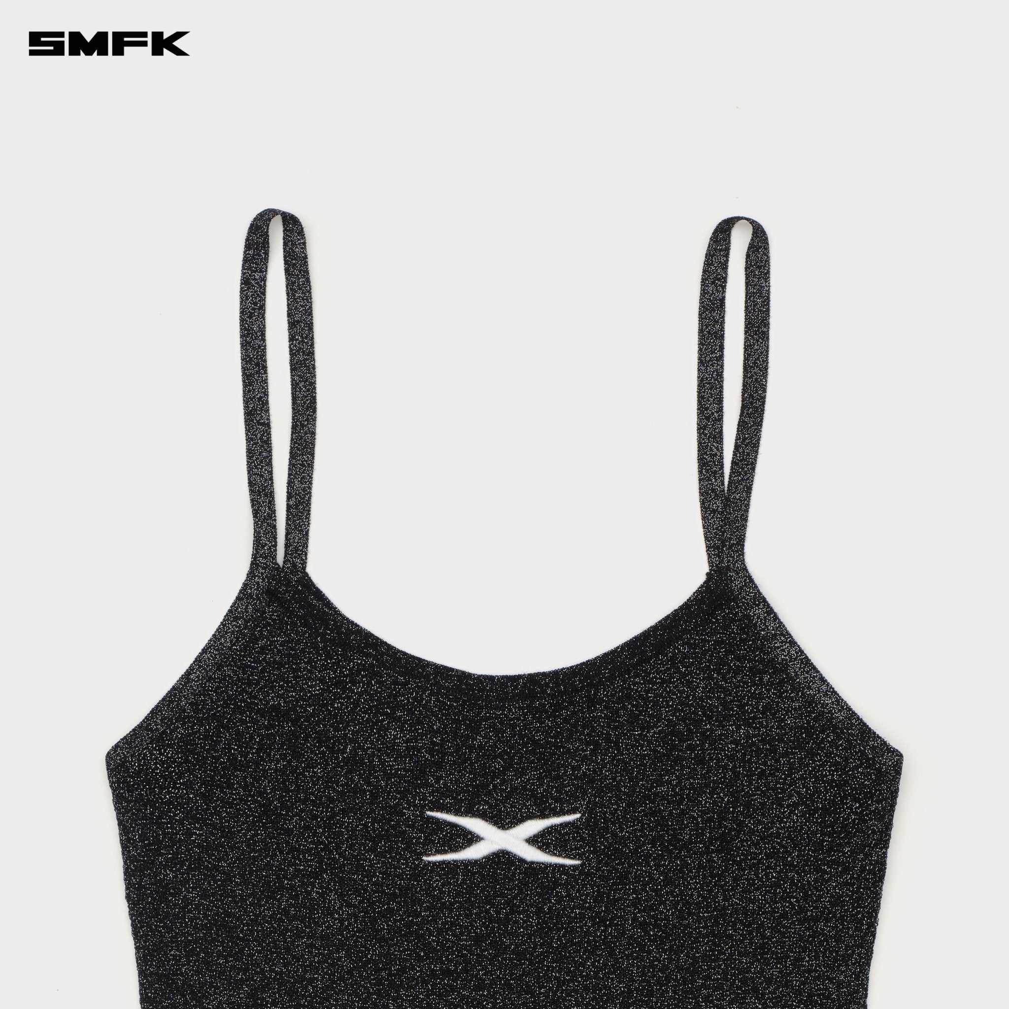 SMFK Future Nebula Knitted Strap Top In Black | MADAX