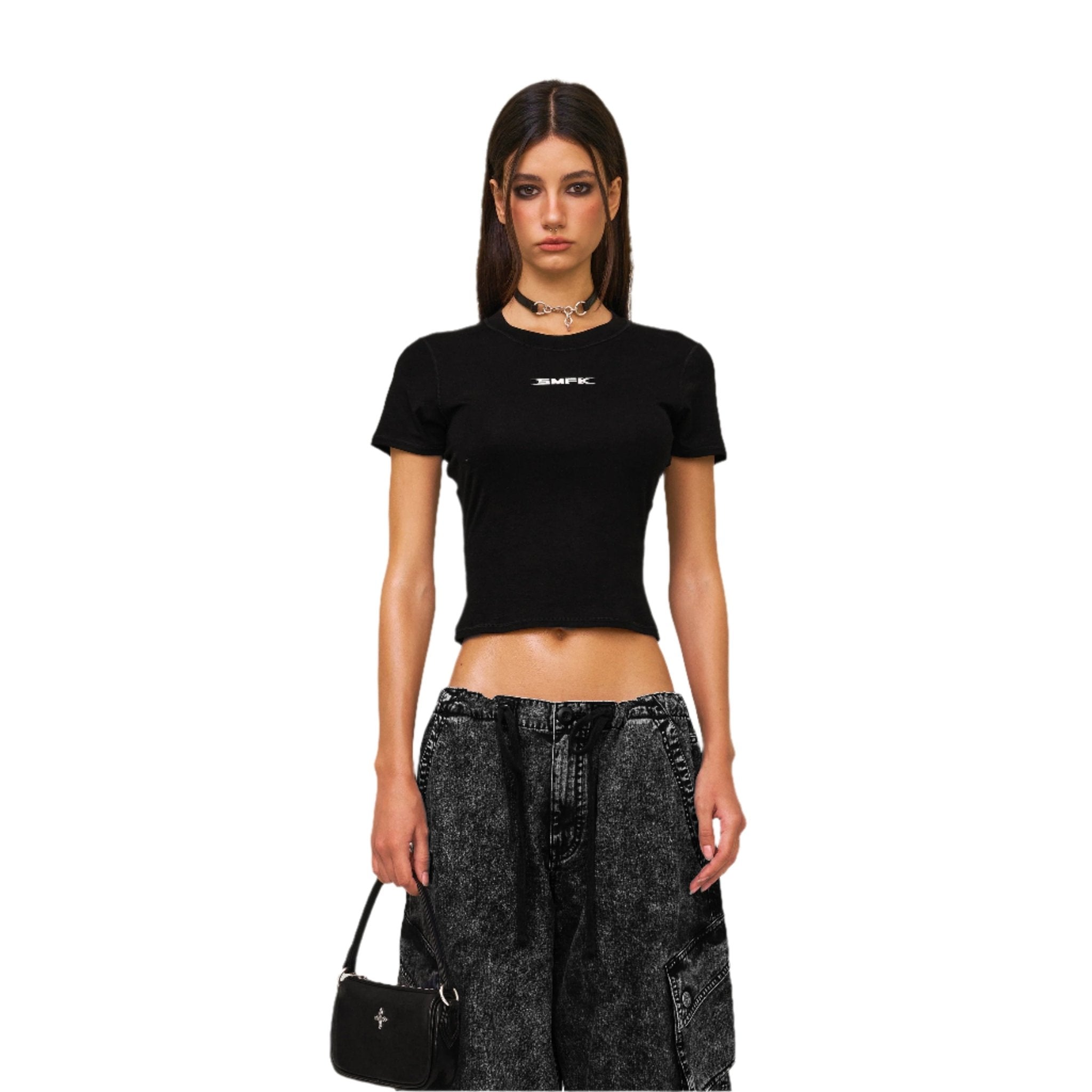 SMFK Future SMFK Ripple Waist Sports TEE In Black | MADAX
