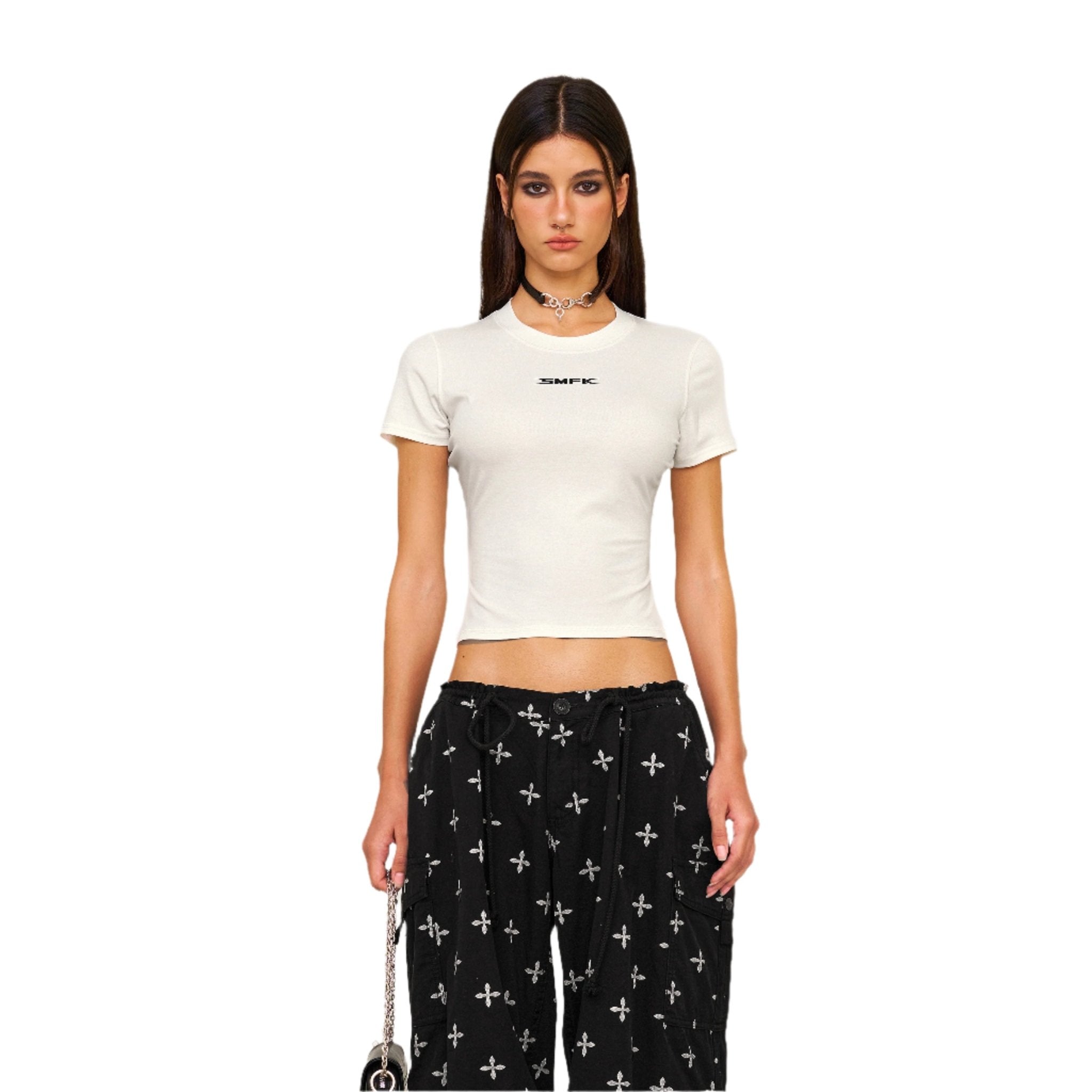 SMFK Future SMFK Ripple Waist Sports Tee In White | MADAX