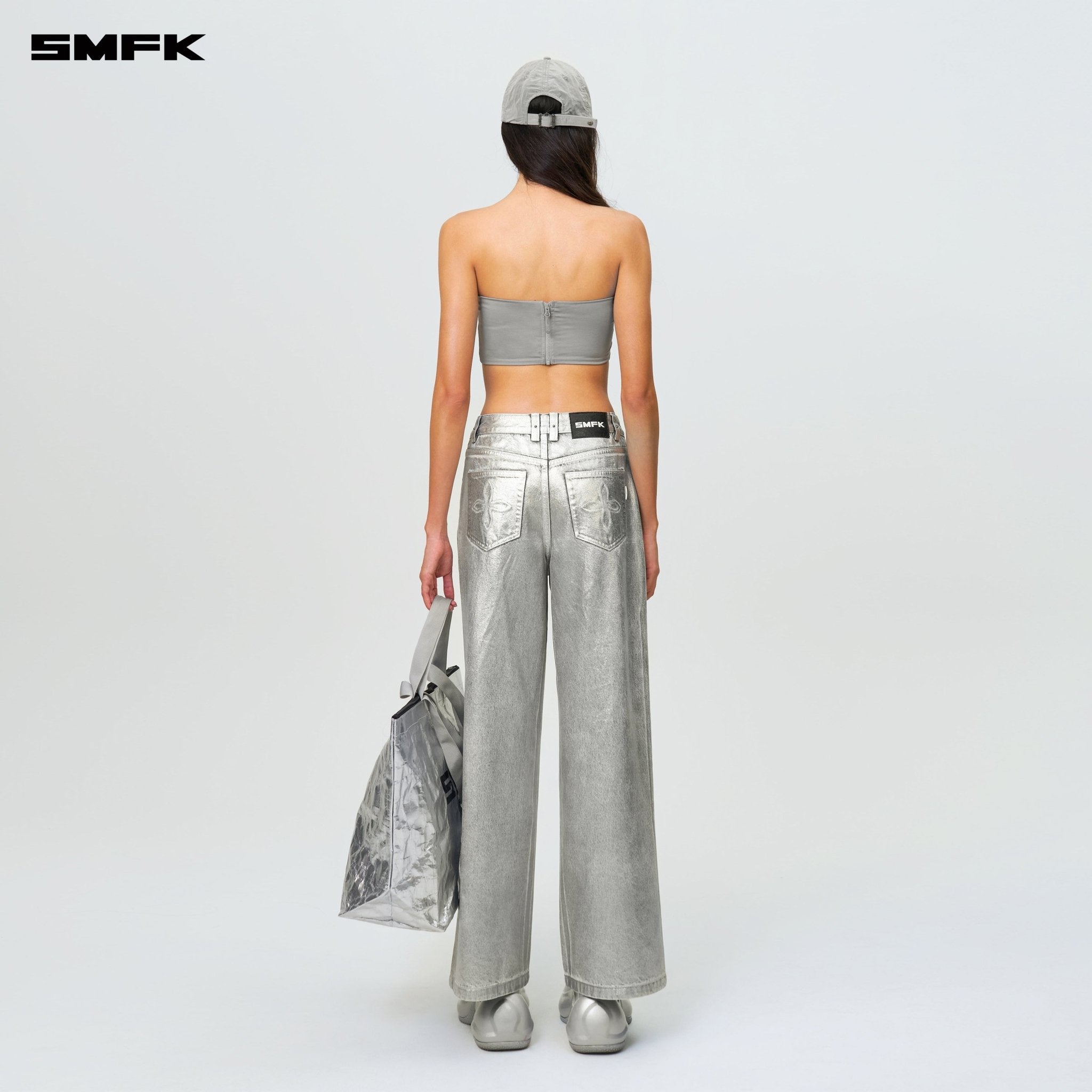 SMFK FUTURE Wave Body Shaping Tube Top Silver | MADAX