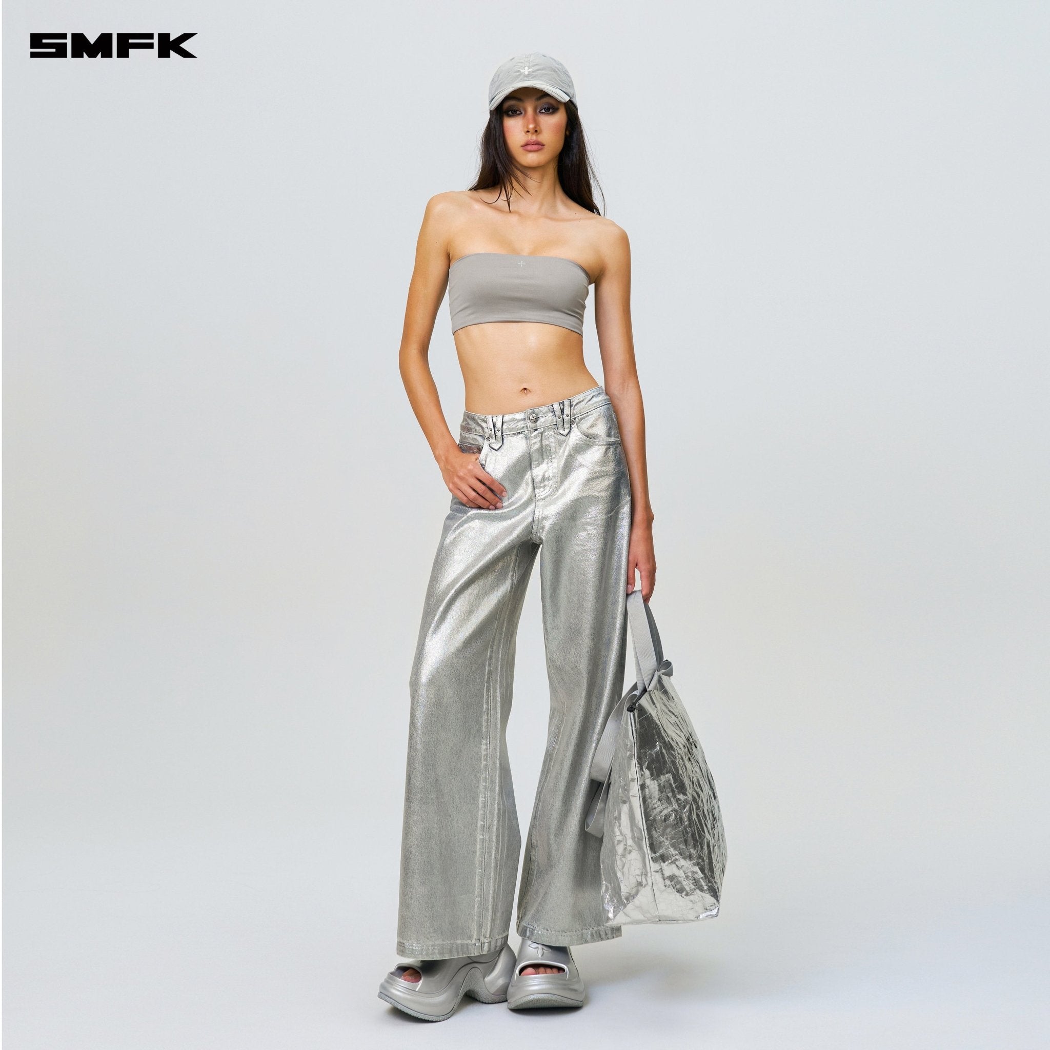 SMFK FUTURE Wave Body Shaping Tube Top Silver | MADAX