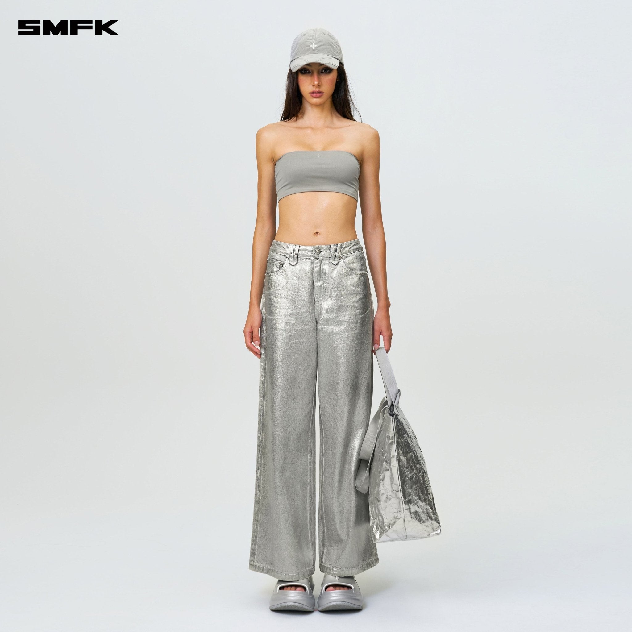 SMFK FUTURE Wave Body Shaping Tube Top Silver | MADAX