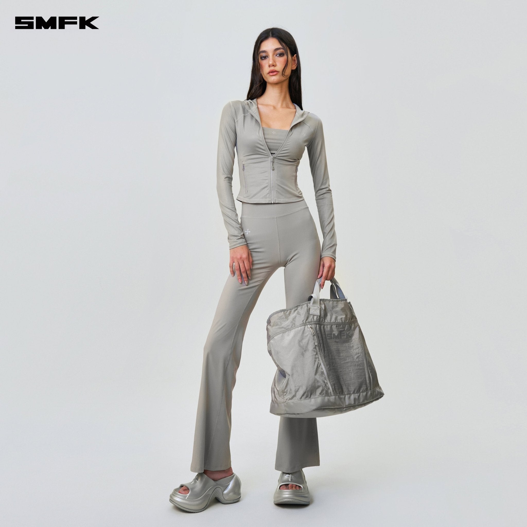 SMFK FUTURE Wave Elastic Training Hoodie Silver | MADAX