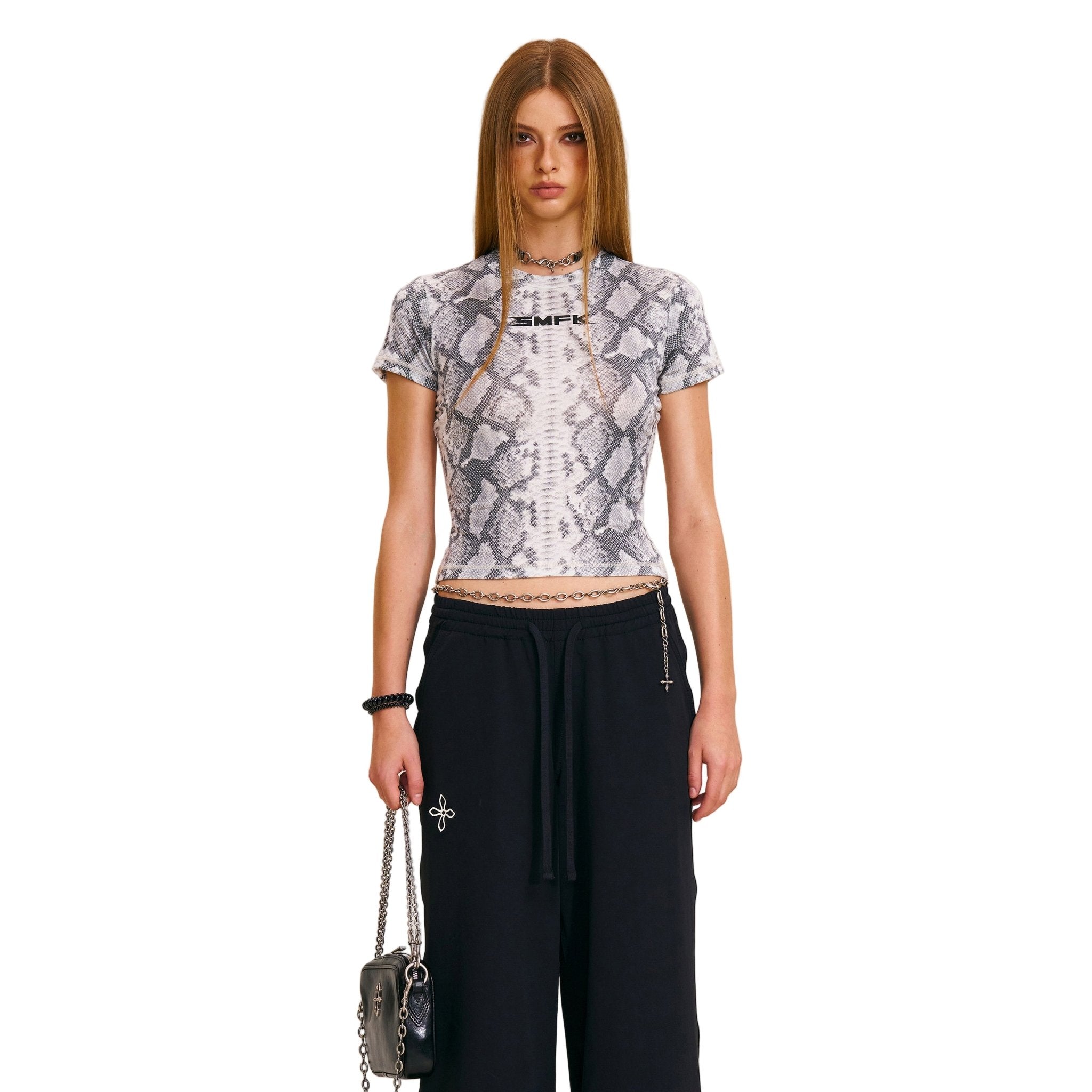 SMFK FUTURE X RIPPLE Sports Slim Tee In White Serpent | MADAX