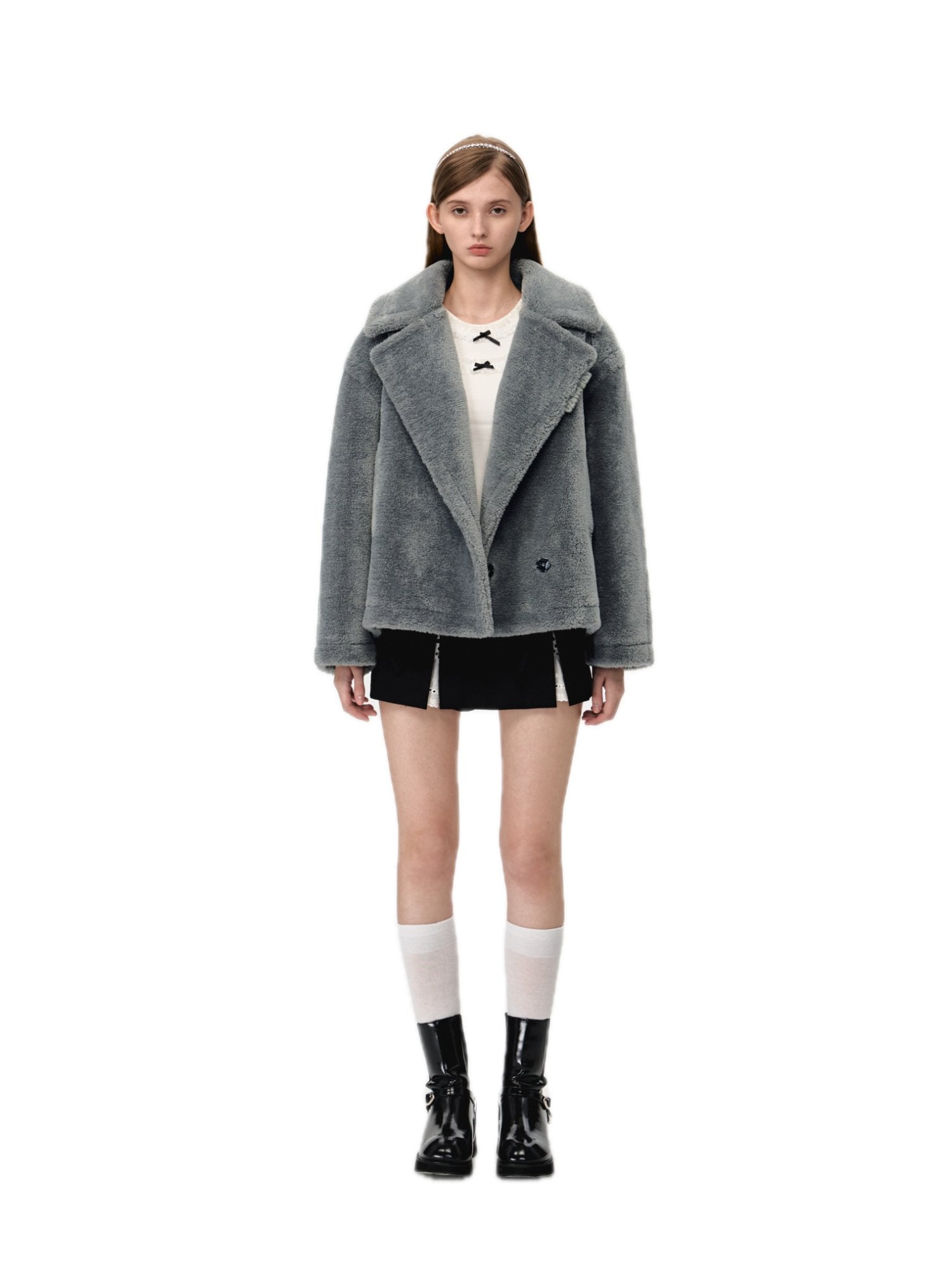 13DE MARZO Fuzzy Bear Coat In Gray | MADAX