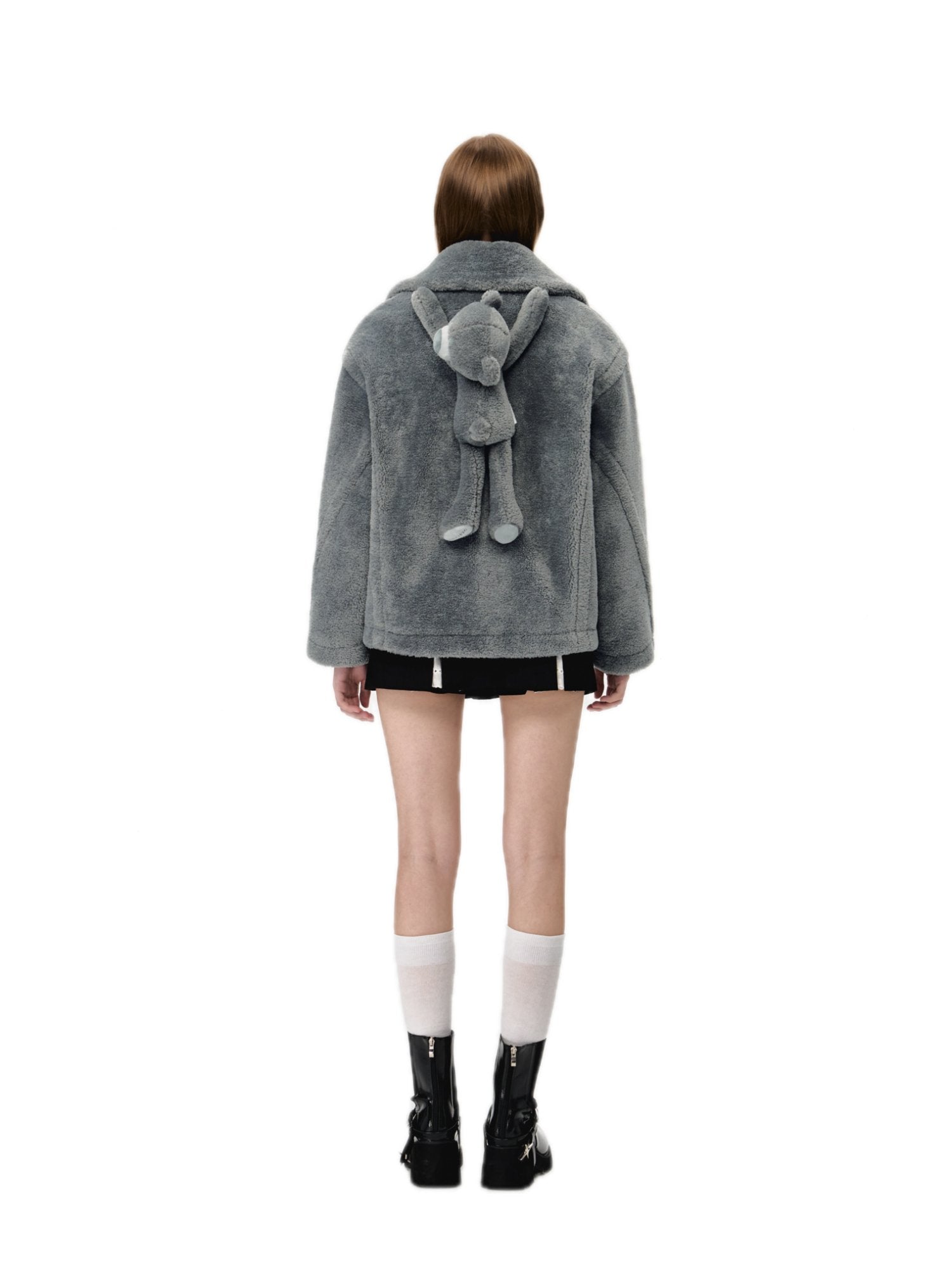 13DE MARZO Fuzzy Bear Coat In Gray | MADAX