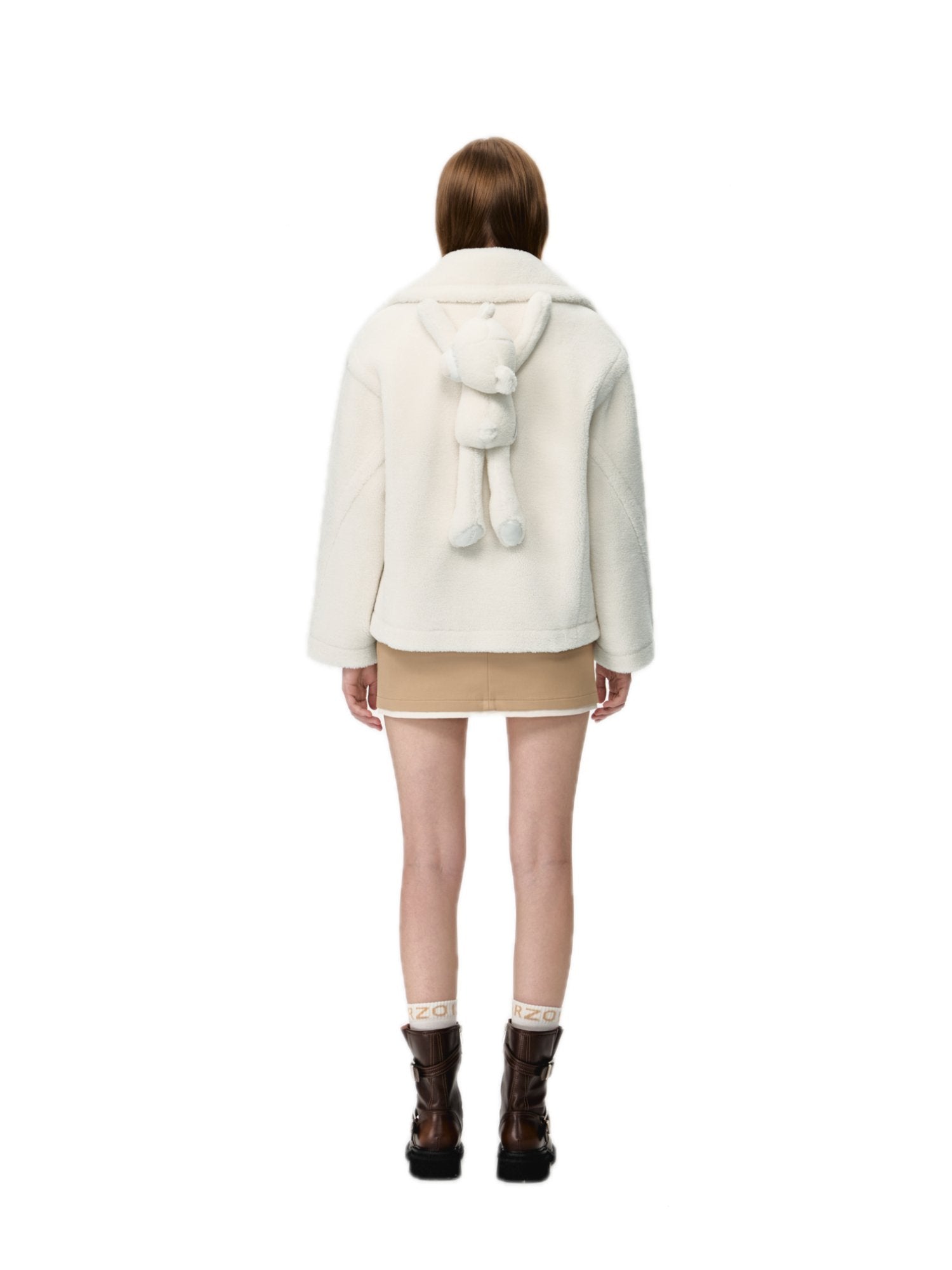 13DE MARZO Fuzzy Bear Coat In White | MADAX