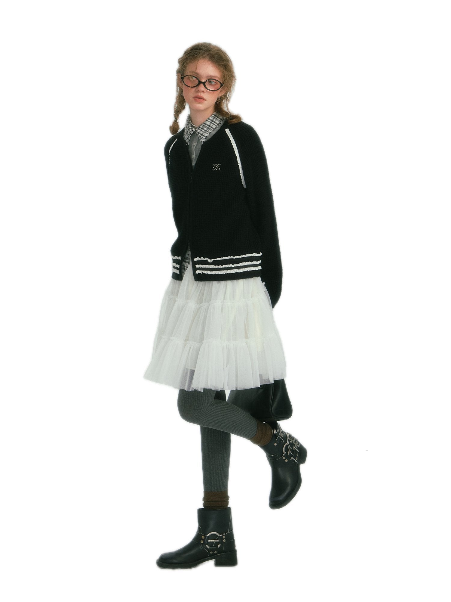 SOMESOWE Gauze Pommel Skirt In White | MADAX