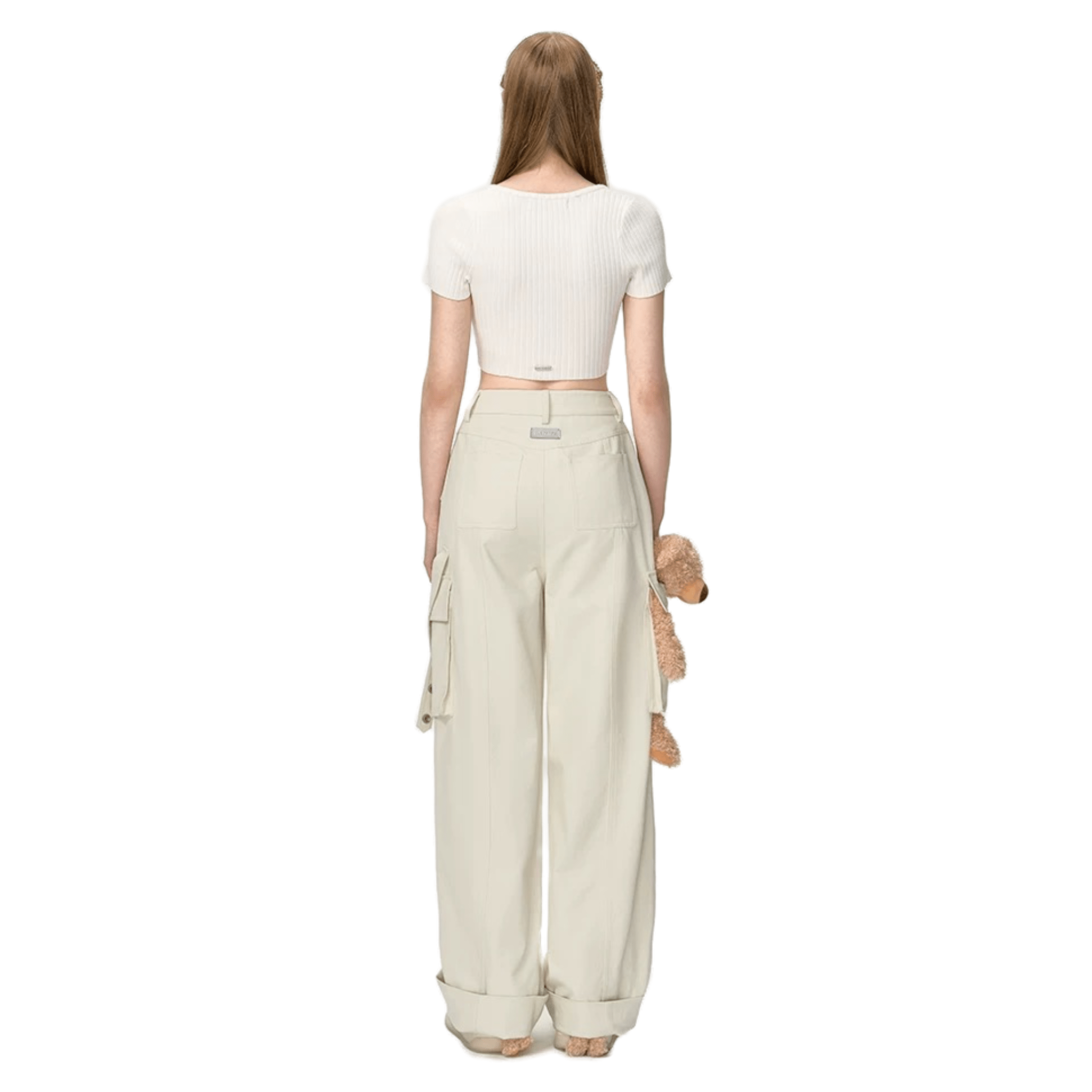 13DE MARZO Giant Doll Overalls Wide - leg Pants in Off - white | MADAX
