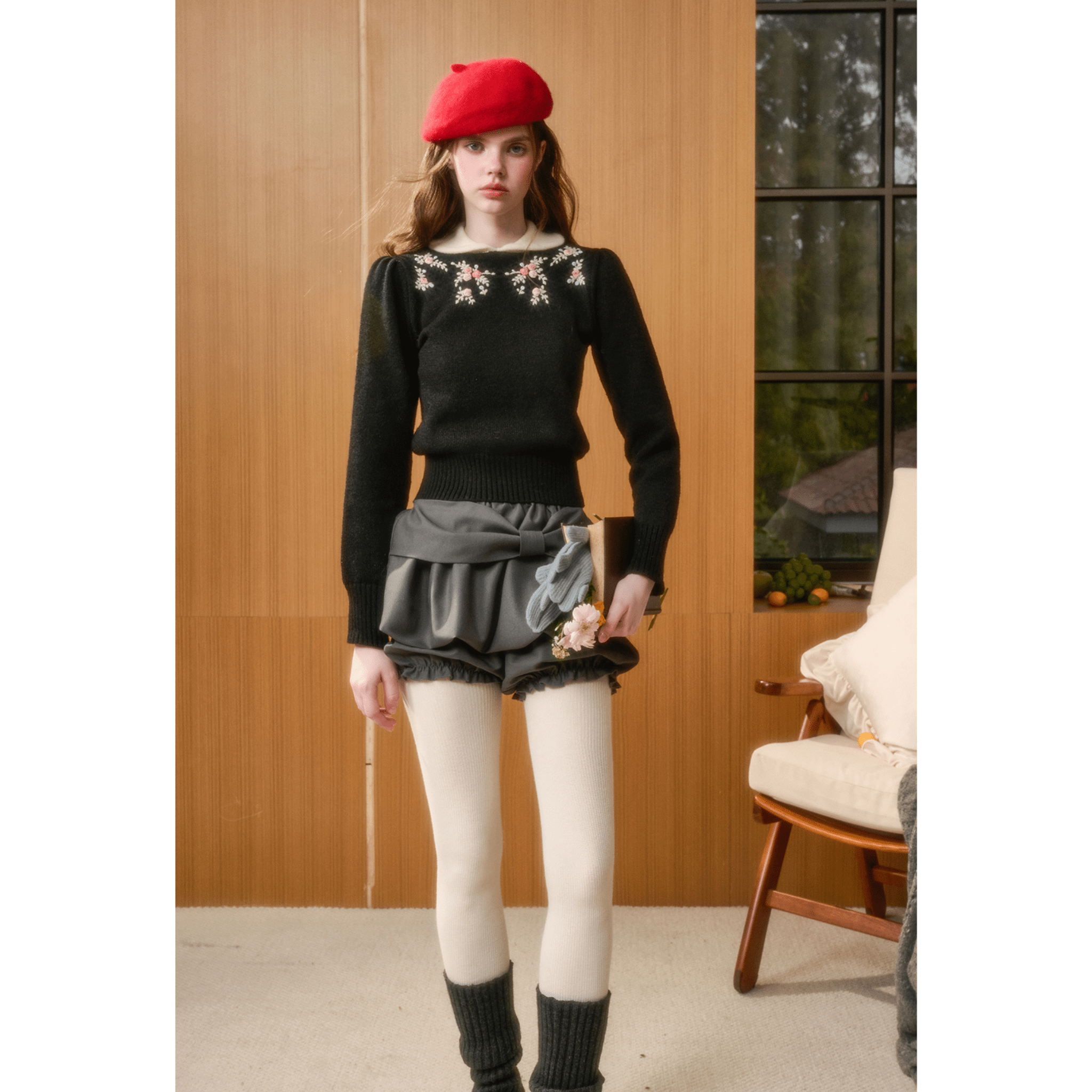 Group of Universe "Gift" Embroidered Sweater in Black | MADAX