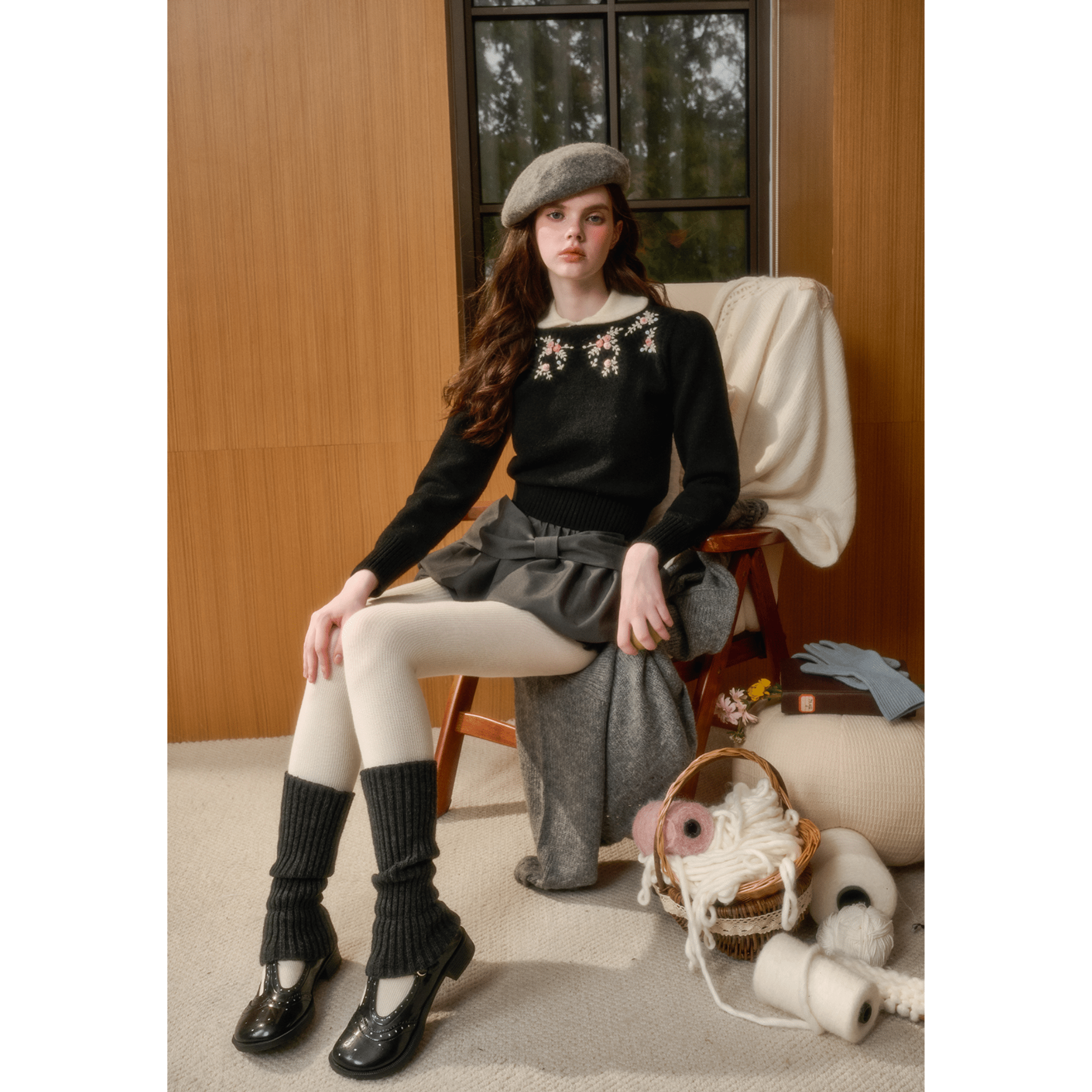 Group of Universe "Gift" Embroidered Sweater in Black | MADAX