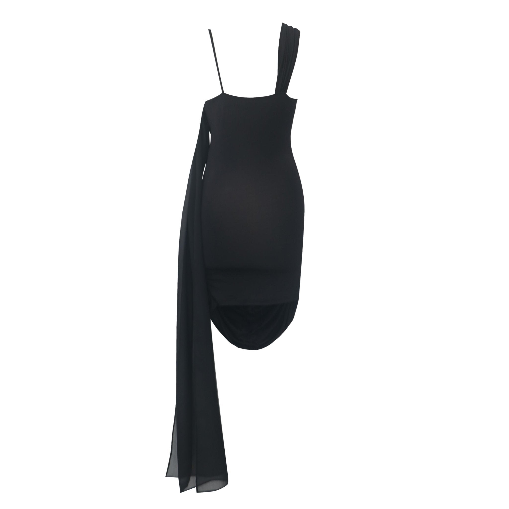 ARTE PURA Gilded Leaf Pleated High - Stretch Dress In Black | MADAX