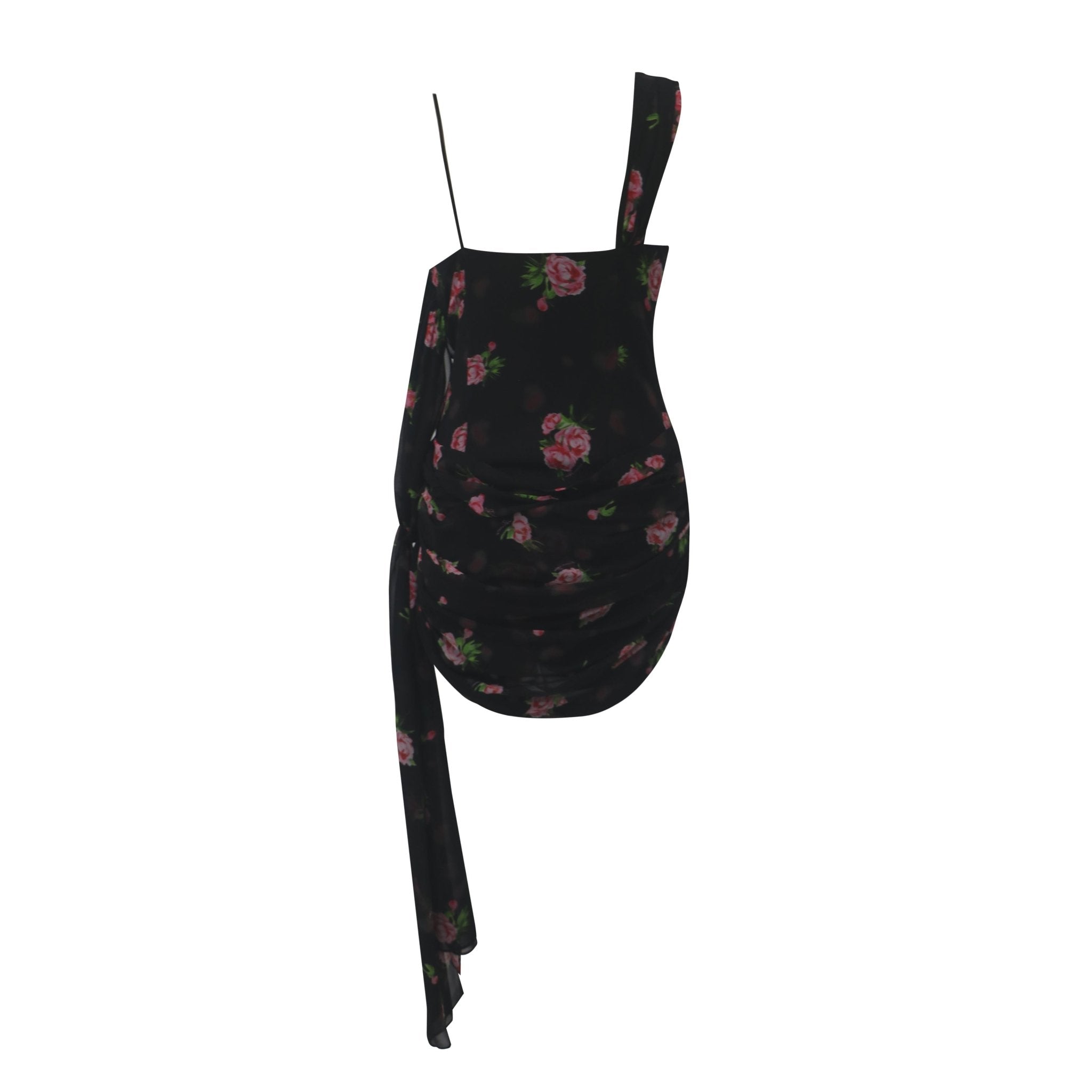 ARTE PURA Gilded Leaf Pleated Print Dress In Black | MADAX