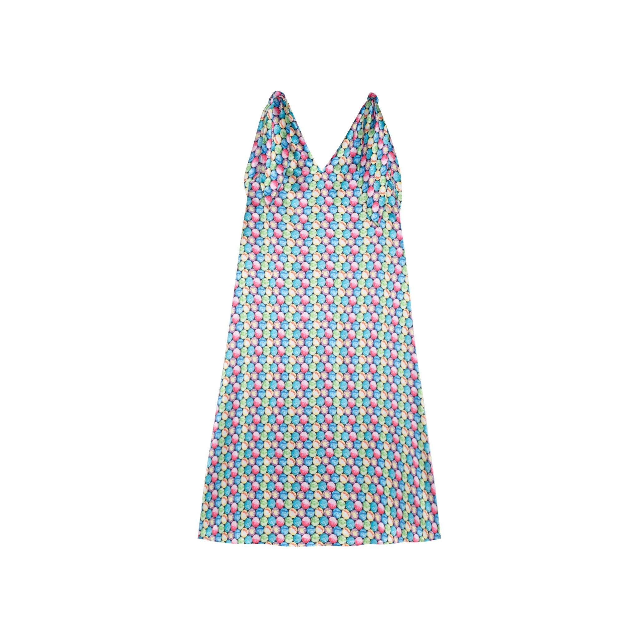 NOSENSE Glass Marble Print Silk Halter Dress NOSENSE Glass Marble Print Silk Halter Dress