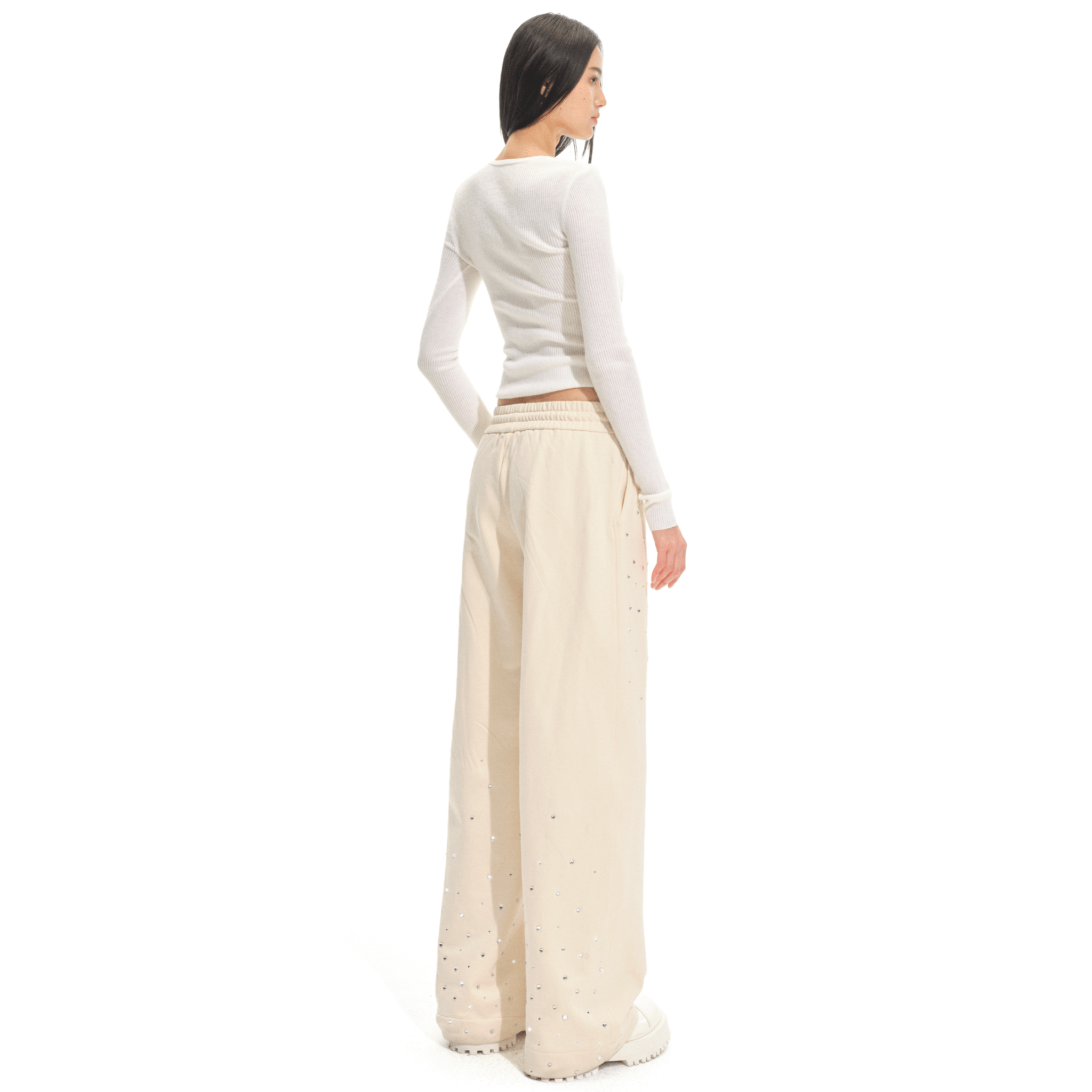 NAWS Glitter Knitted Pant in Beige | MADAX
