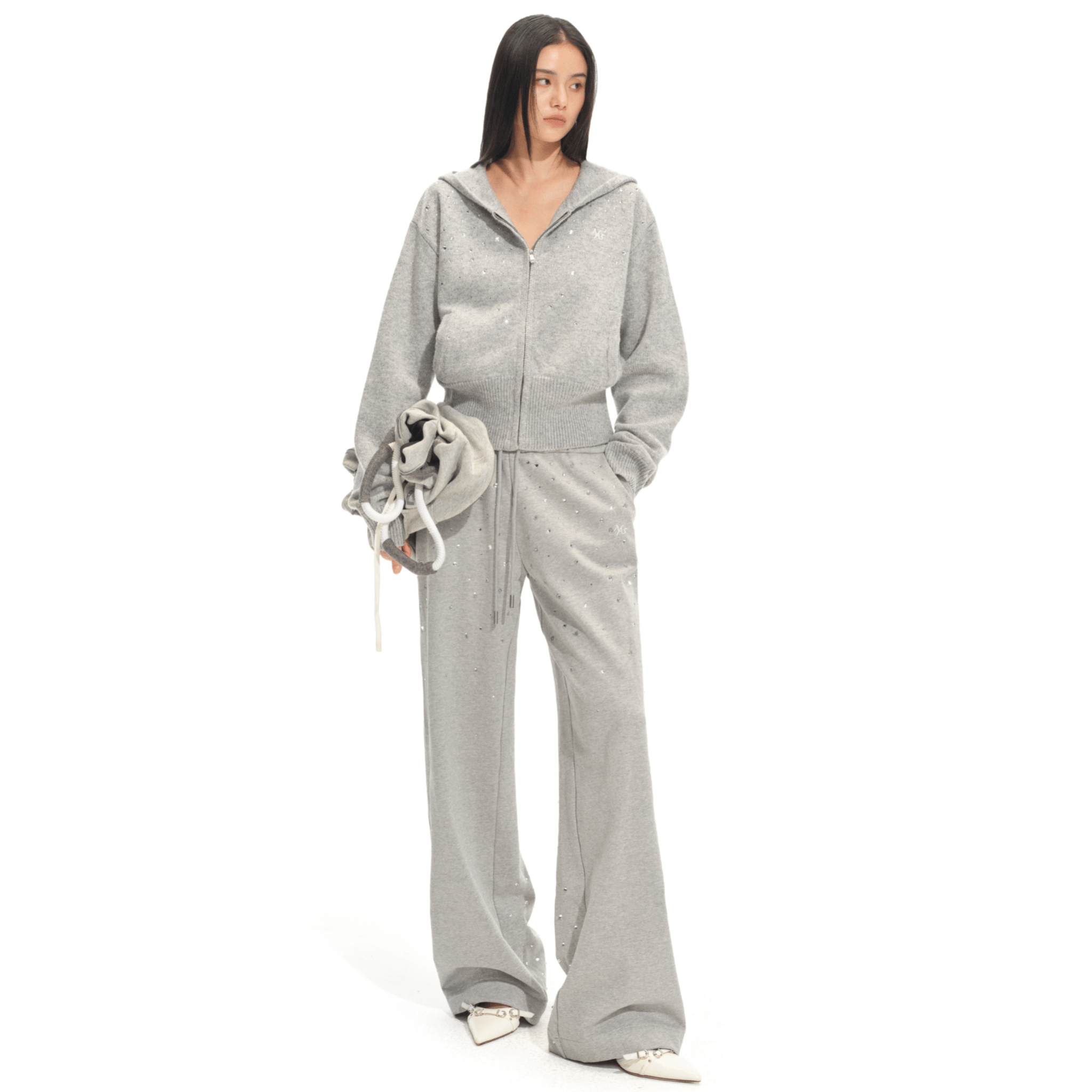 NAWS Glitter Knitted Pant in Gray | MADAX