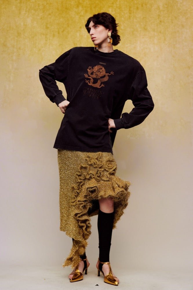 ilEWUOY Glitter Year of the Dragon Floral Skirt | MADA IN CHINA